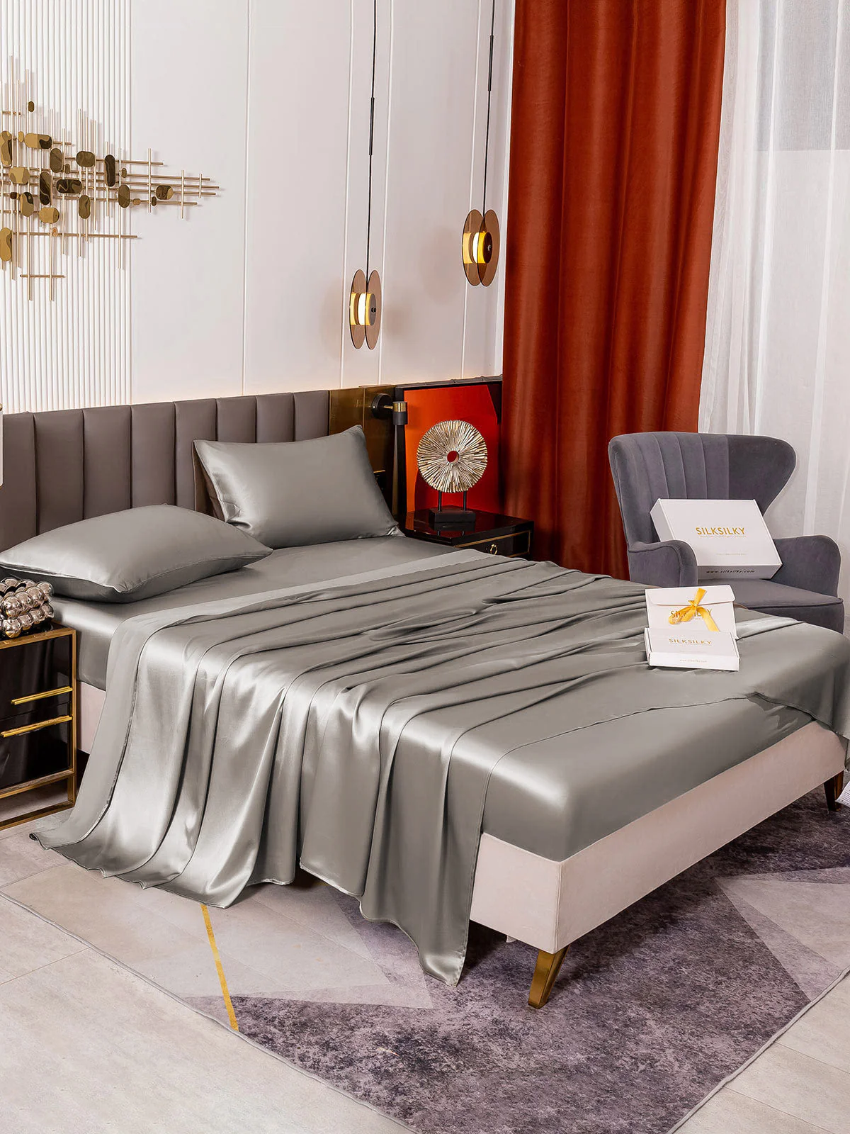 19Momme 4pièces soie 1x drap housse+1xDraps Plat+2x taies d‘oreiller - Image 50