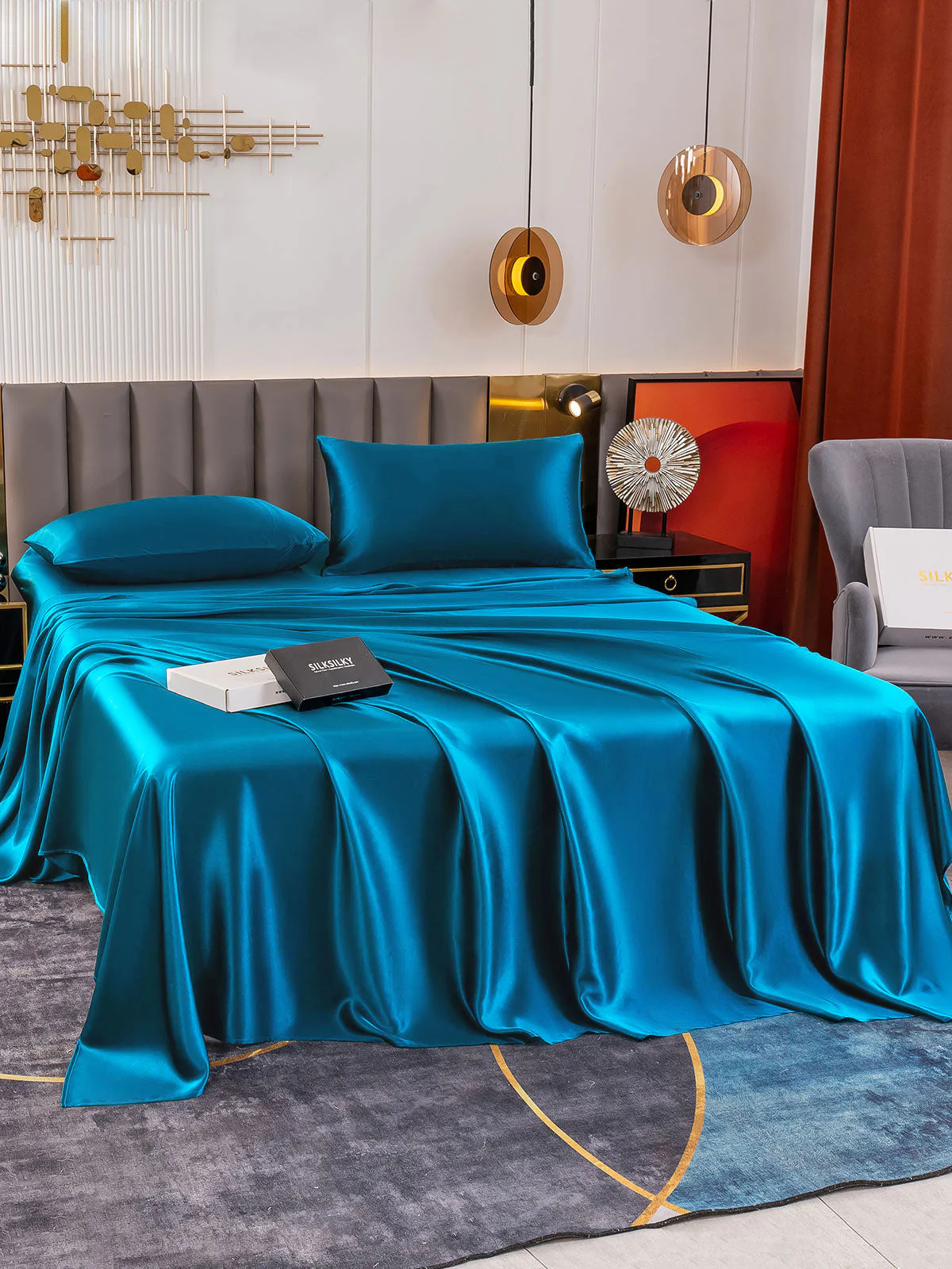 19Momme 4pièces soie 1x drap housse+1xDraps Plat+2x taies d‘oreiller - Image 53