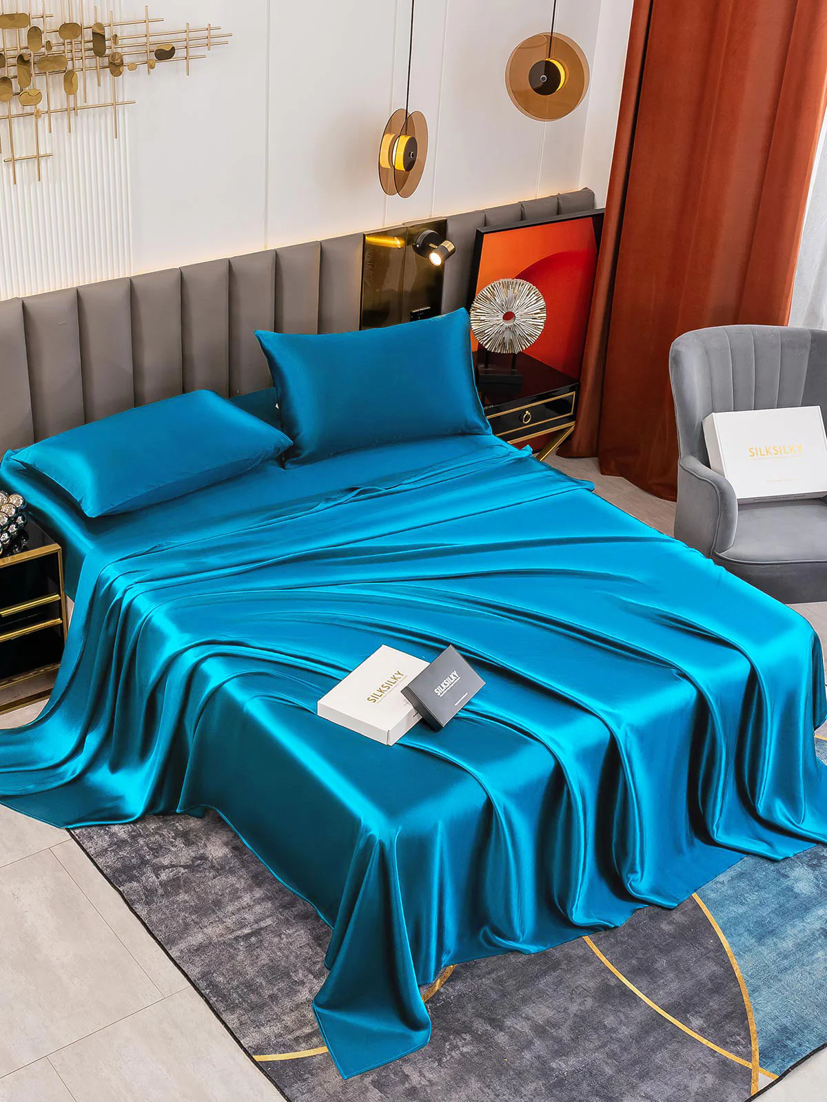 19Momme 4pièces soie 1x drap housse+1xDraps Plat+2x taies d‘oreiller - Image 57