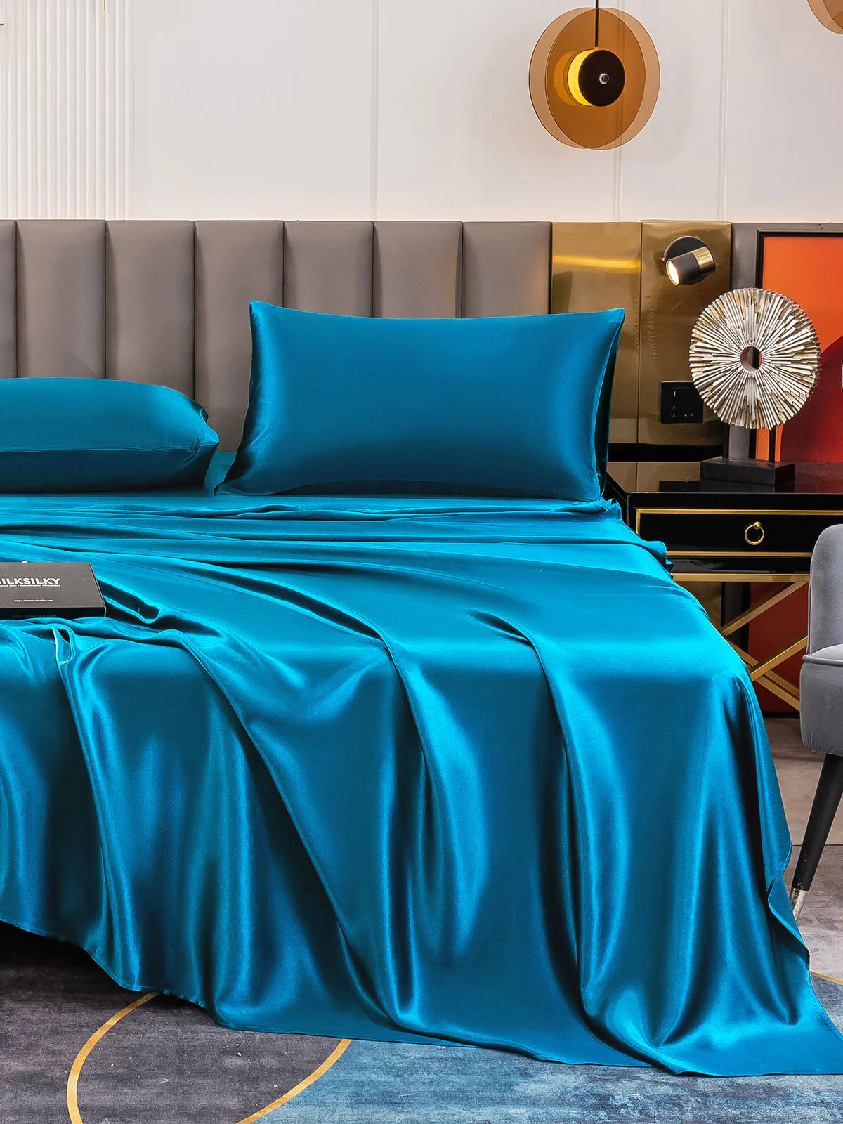 19Momme 4pièces soie 1x drap housse+1xDraps Plat+2x taies d‘oreiller - Image 58