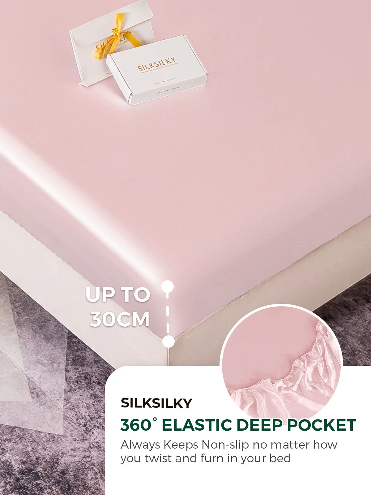 19Momme 4pièces soie 1x drap housse+1xDraps Plat+2x taies d‘oreiller - Image 62