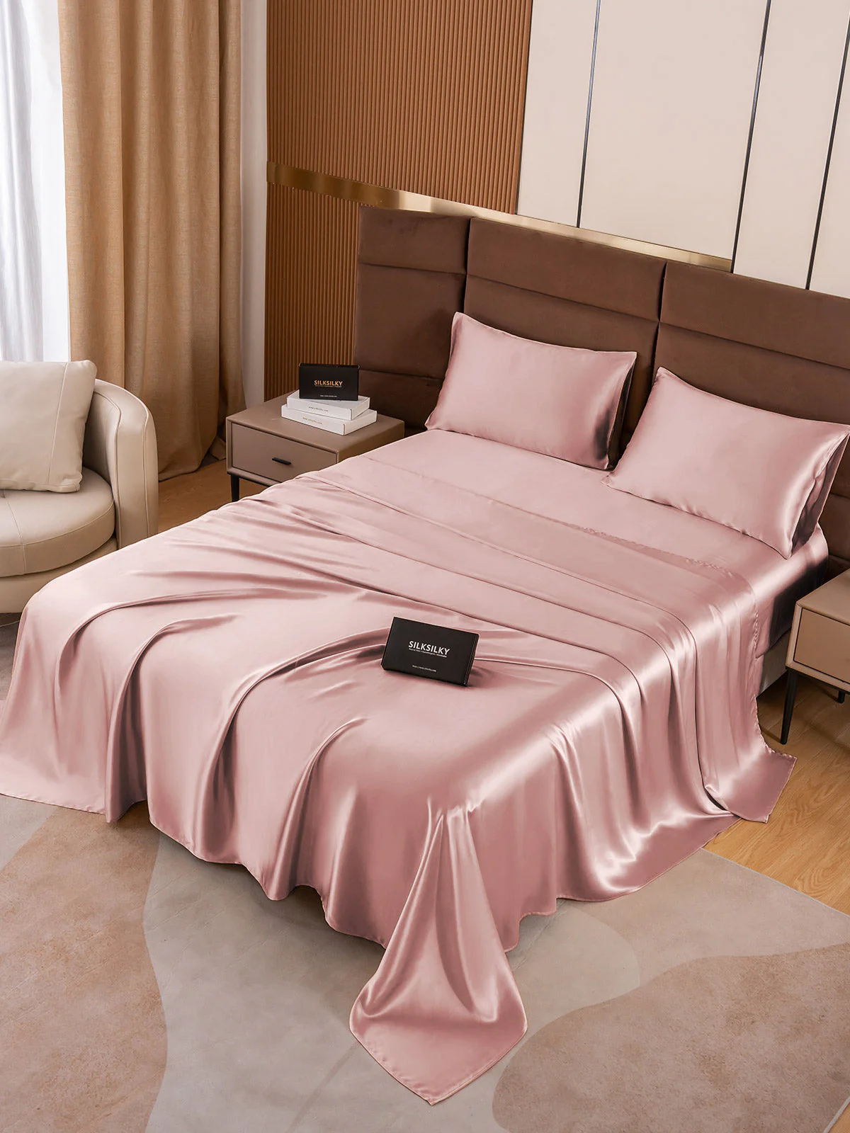 19Momme 4pièces soie 1x drap housse+1xDraps Plat+2x taies d‘oreiller - Image 66
