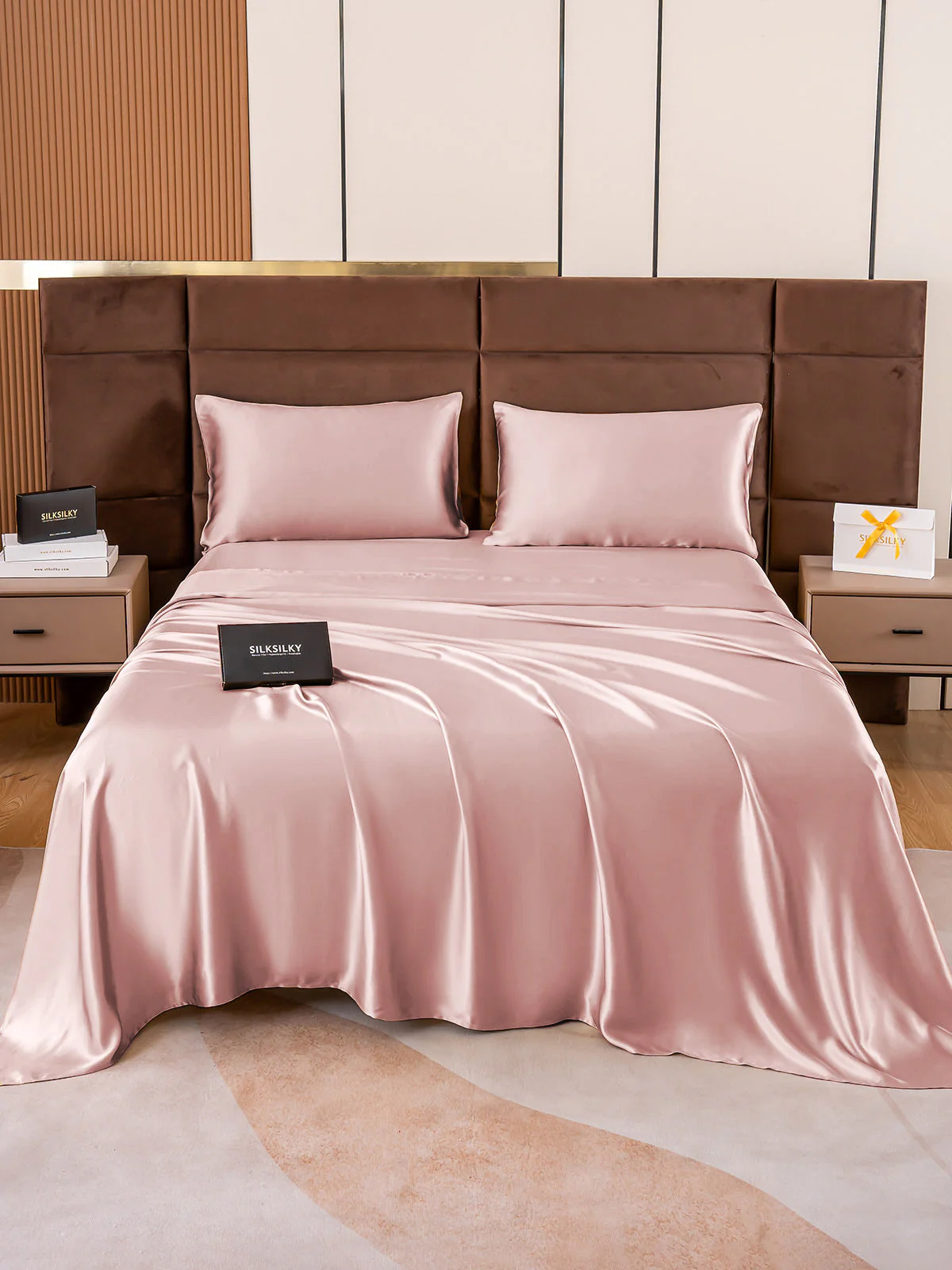 19Momme 4pièces soie 1x drap housse+1xDraps Plat+2x taies d‘oreiller - Image 67