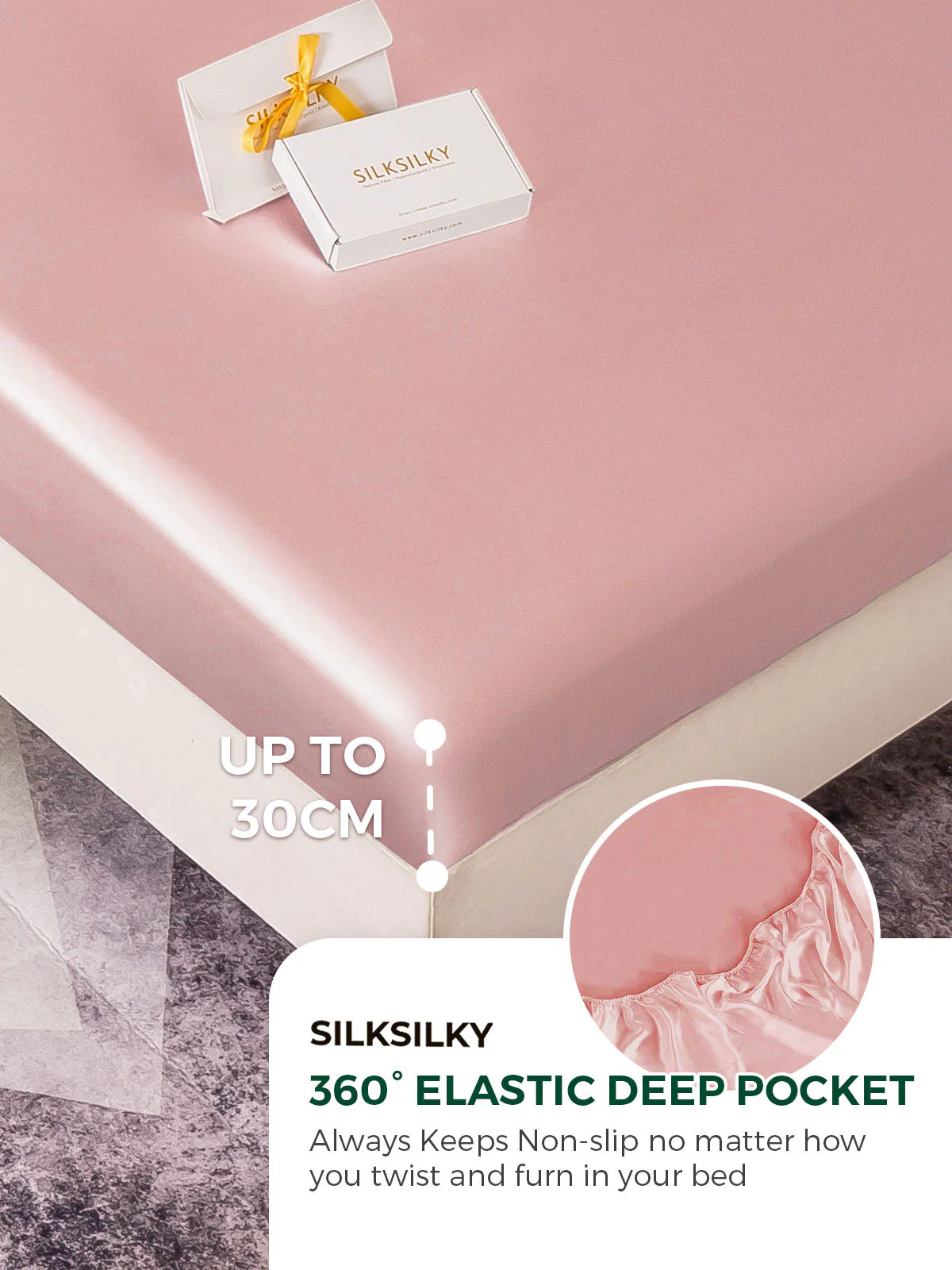 19Momme 4pièces soie 1x drap housse+1xDraps Plat+2x taies d‘oreiller - Image 69