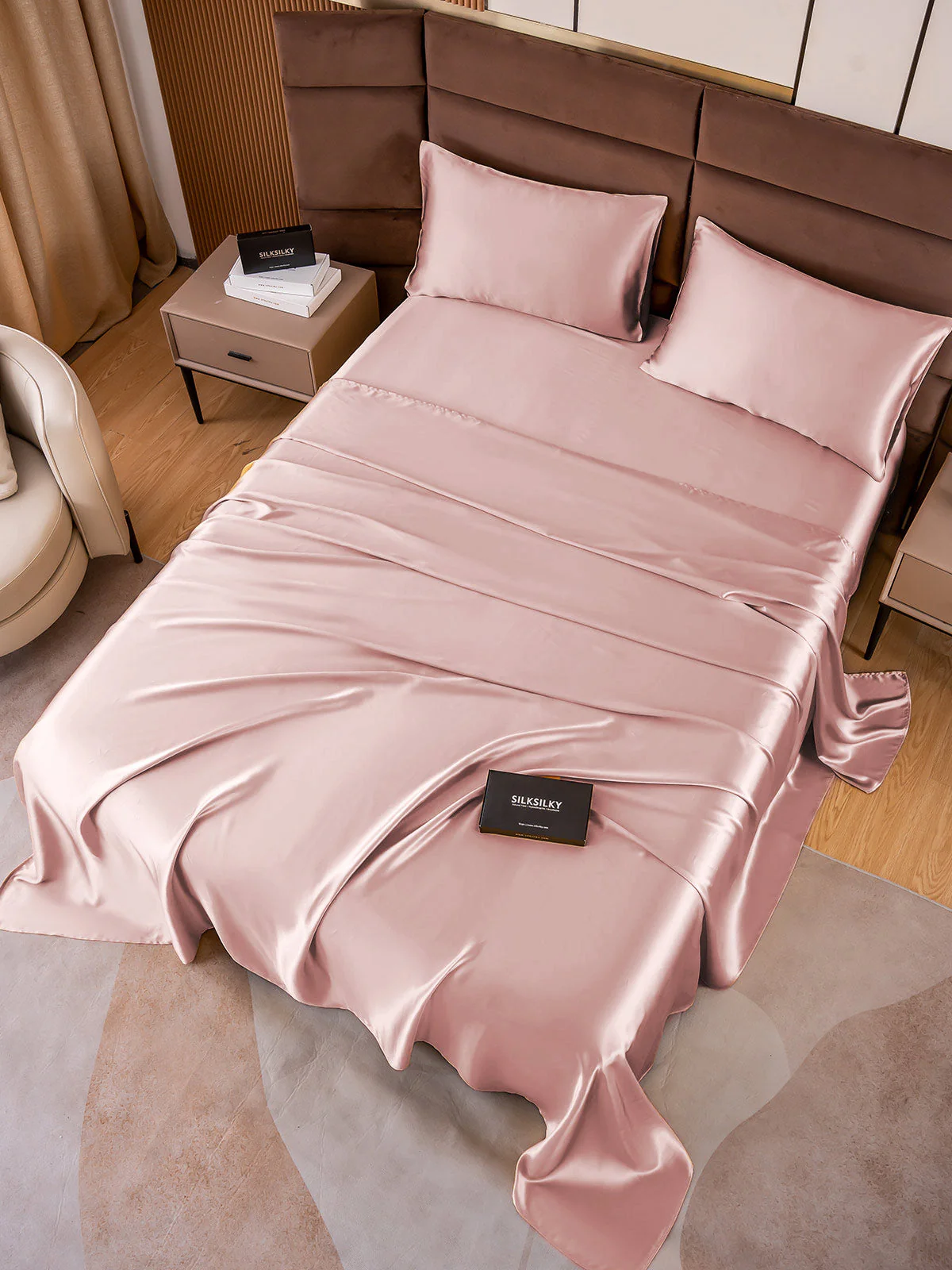 19Momme 4pièces soie 1x drap housse+1xDraps Plat+2x taies d‘oreiller - Image 70