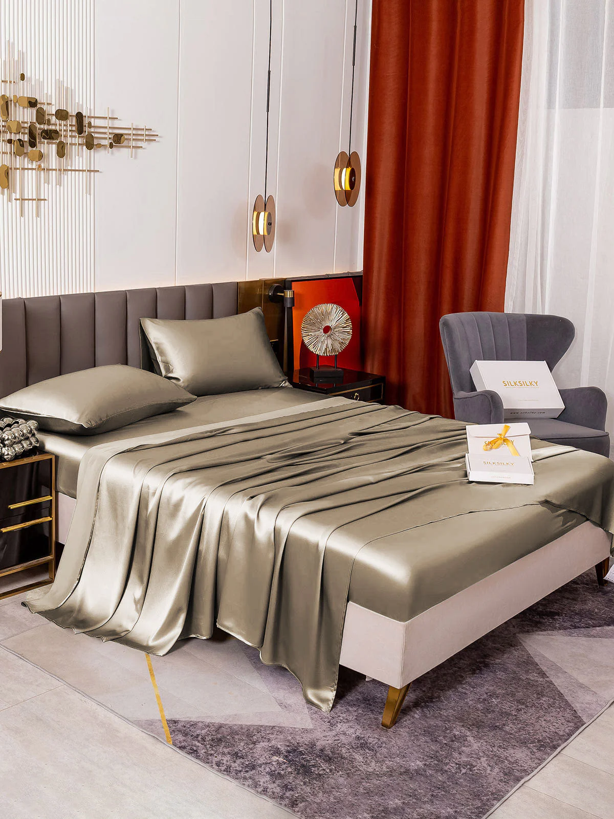 19Momme 4pièces soie 1x drap housse+1xDraps Plat+2x taies d‘oreiller - Image 72