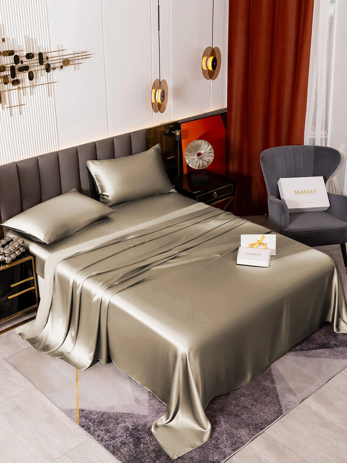 19Momme 4pièces soie 1x drap housse+1xDraps Plat+2x taies d‘oreiller - Image 73
