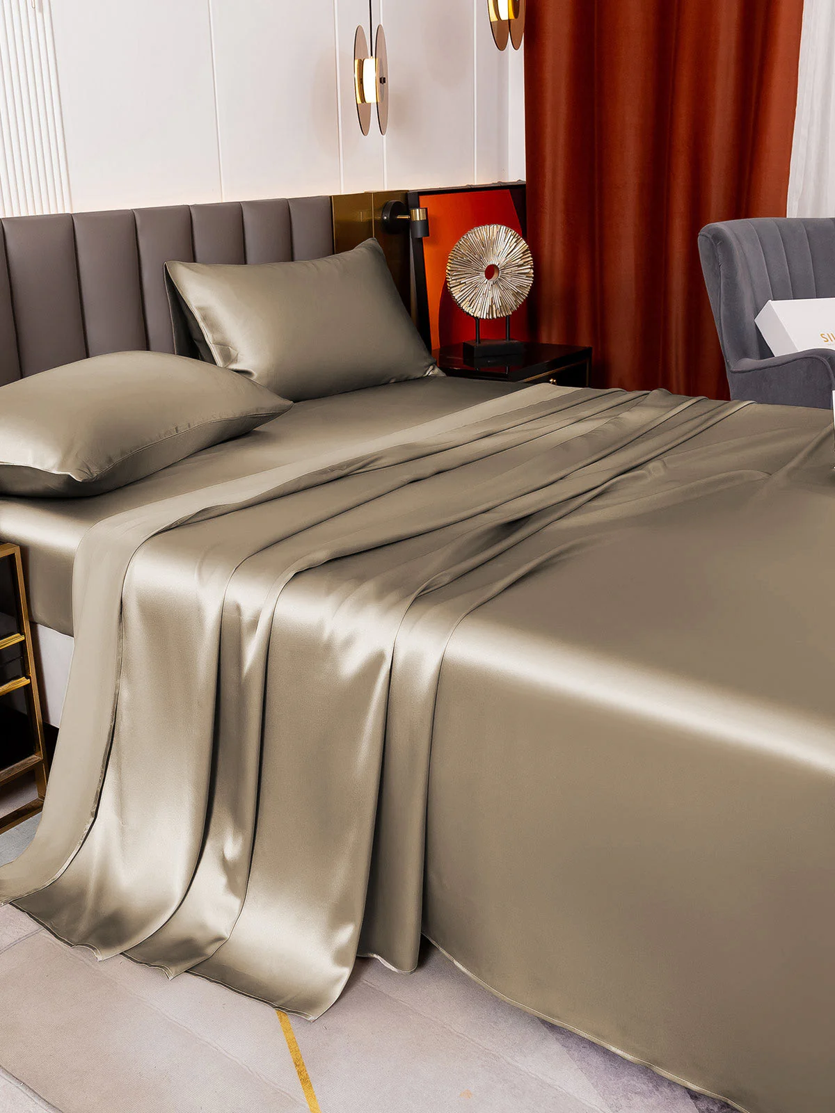 19Momme 4pièces soie 1x drap housse+1xDraps Plat+2x taies d‘oreiller - Image 74