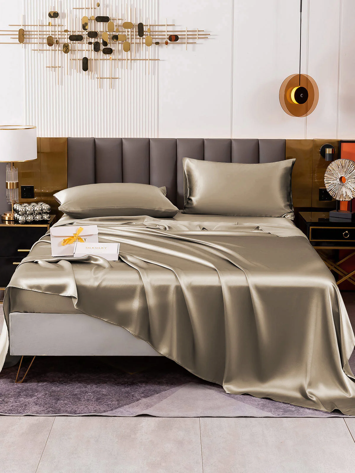 19Momme 4pièces soie 1x drap housse+1xDraps Plat+2x taies d‘oreiller - Image 76