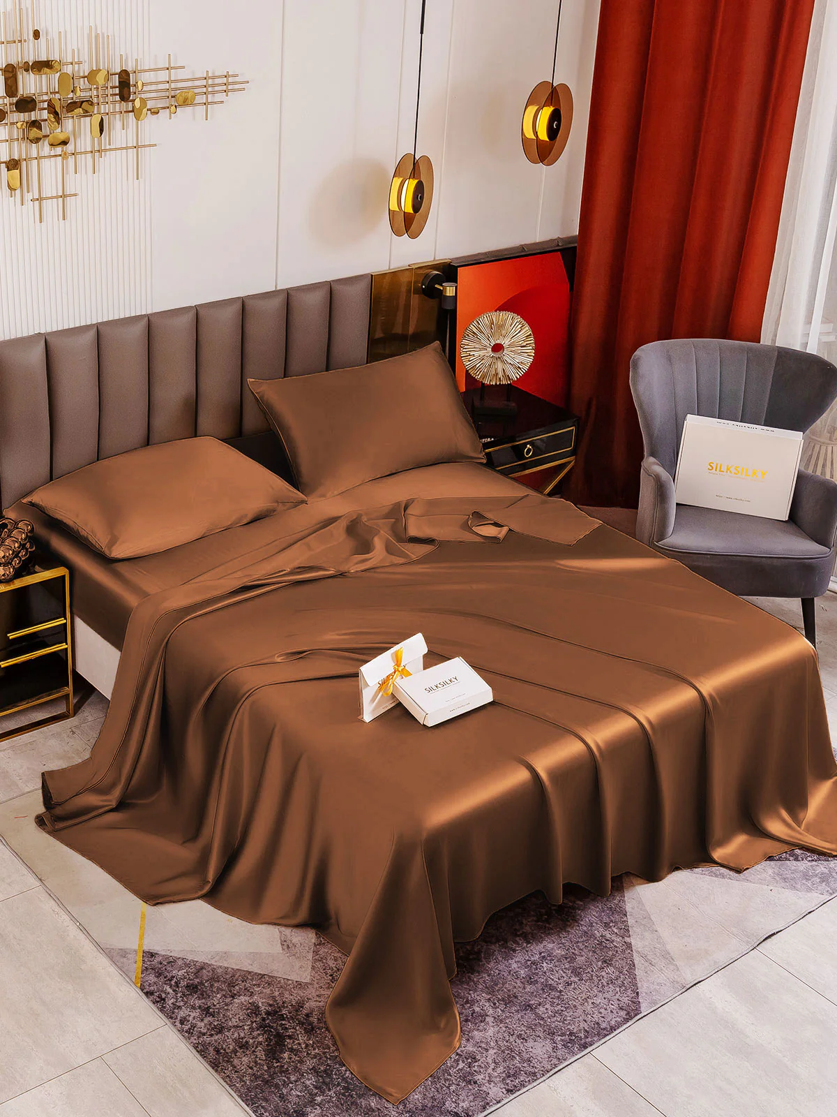 19Momme 4pièces soie 1x drap housse+1xDraps Plat+2x taies d‘oreiller - Image 78