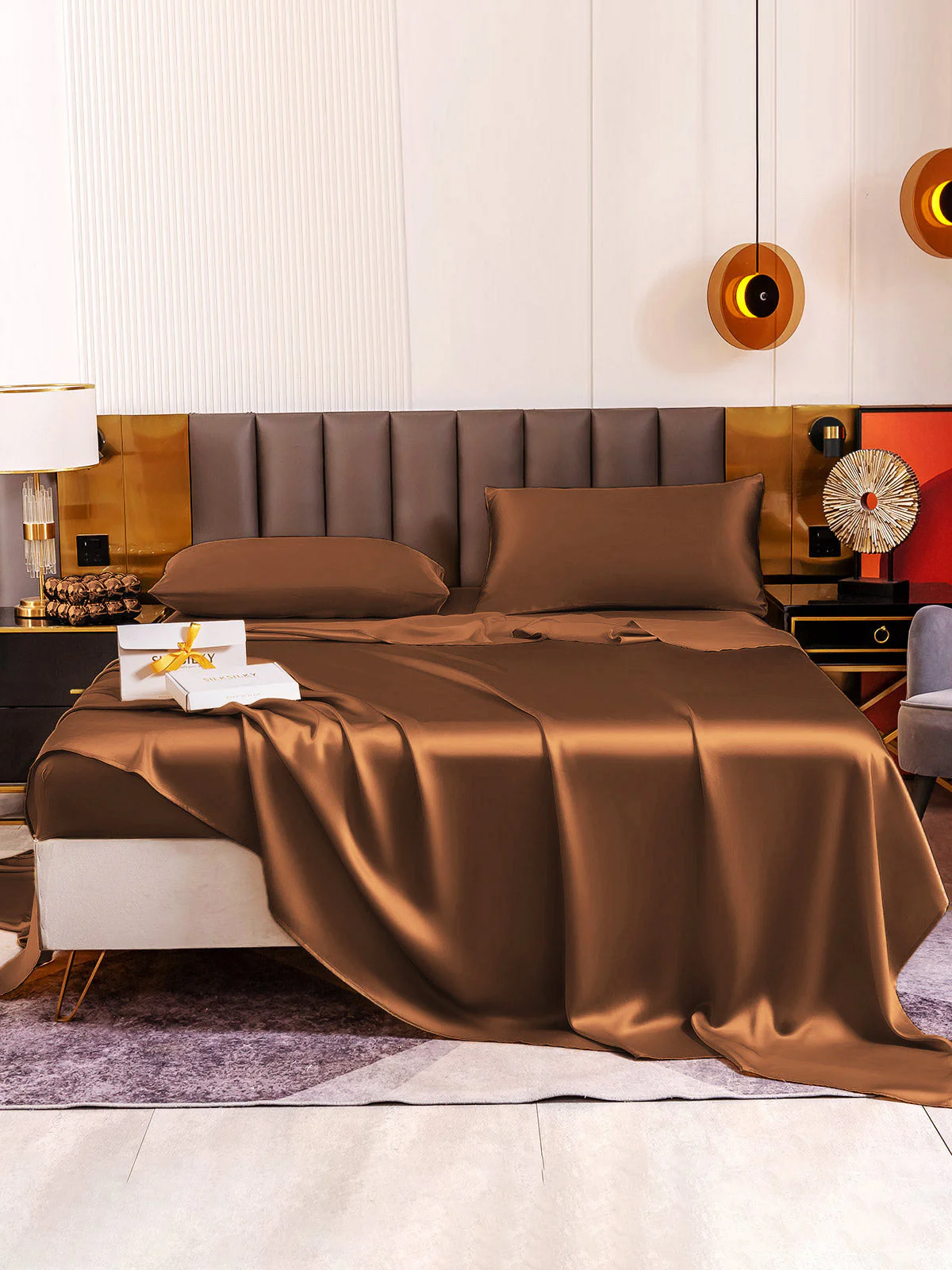 19Momme 4pièces soie 1x drap housse+1xDraps Plat+2x taies d‘oreiller - Image 82