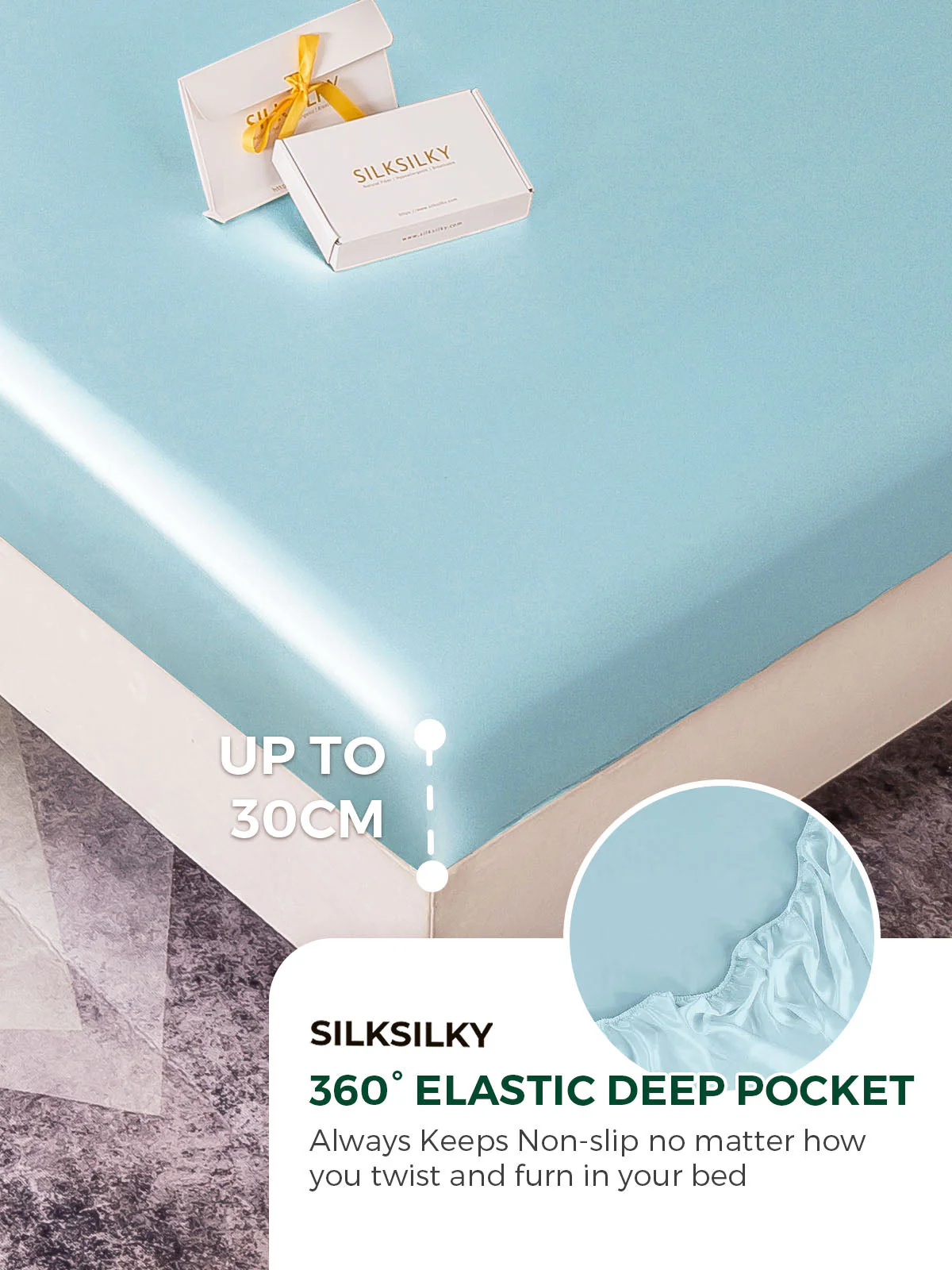 19Momme 4pièces soie 1x drap housse+1xDraps Plat+2x taies d‘oreiller - Image 87