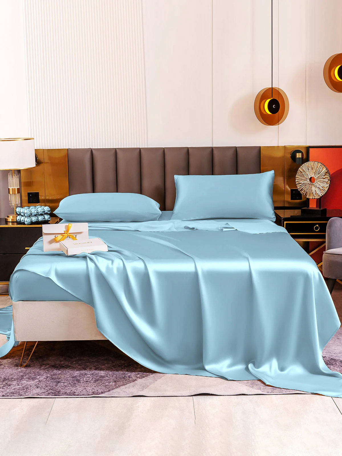 19Momme 4pièces soie 1x drap housse+1xDraps Plat+2x taies d‘oreiller - Image 88