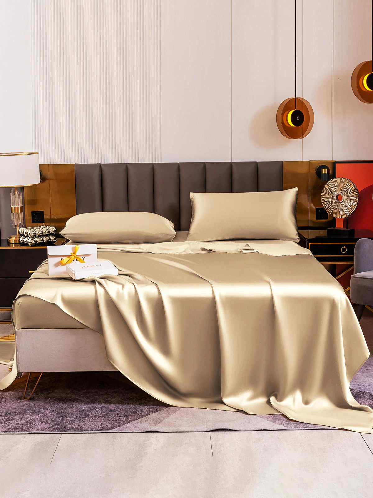 19Momme 4pièces soie 1x drap housse+1xDraps Plat+2x taies d‘oreiller - Image 91