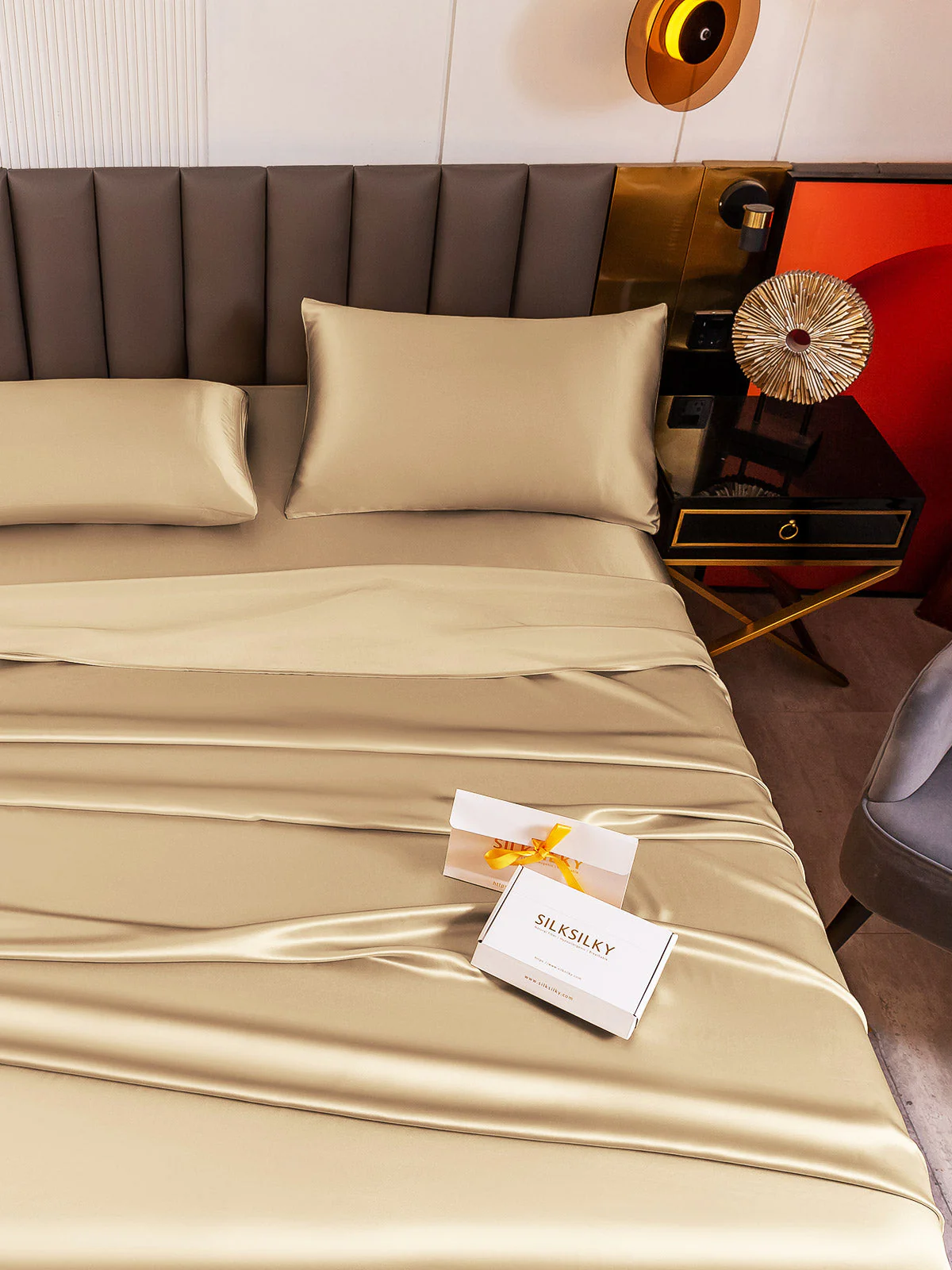 19Momme 4pièces soie 1x drap housse+1xDraps Plat+2x taies d‘oreiller - Image 92