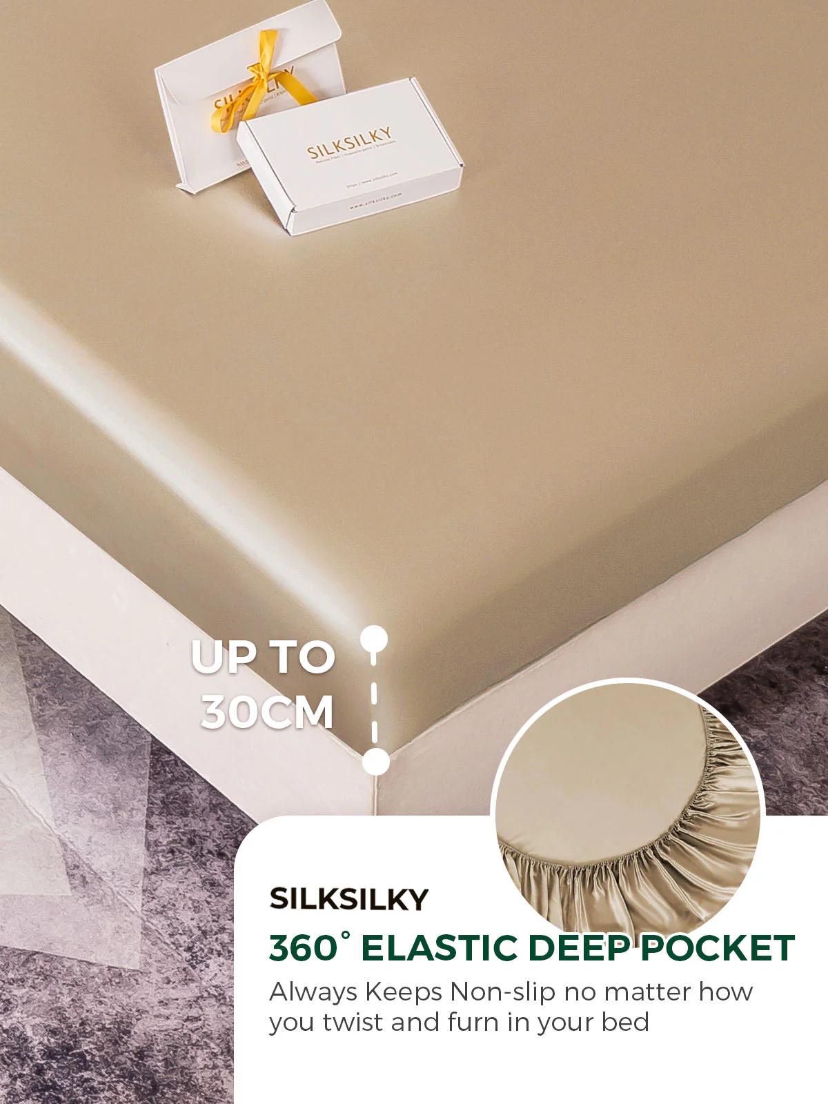 19Momme 4pièces soie 1x drap housse+1xDraps Plat+2x taies d‘oreiller - Image 93