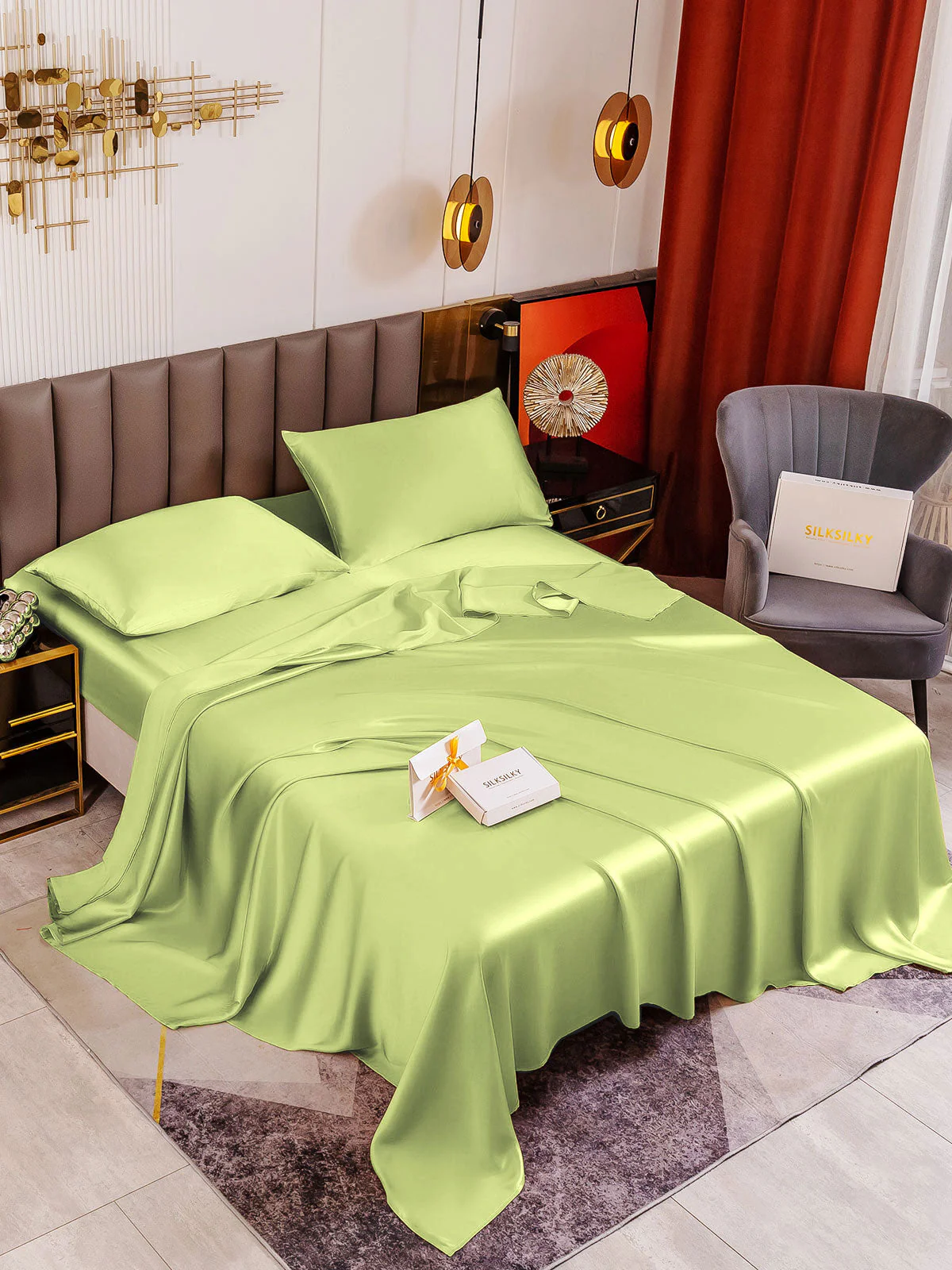 19Momme 4pièces soie 1x drap housse+1xDraps Plat+2x taies d‘oreiller - Image 96
