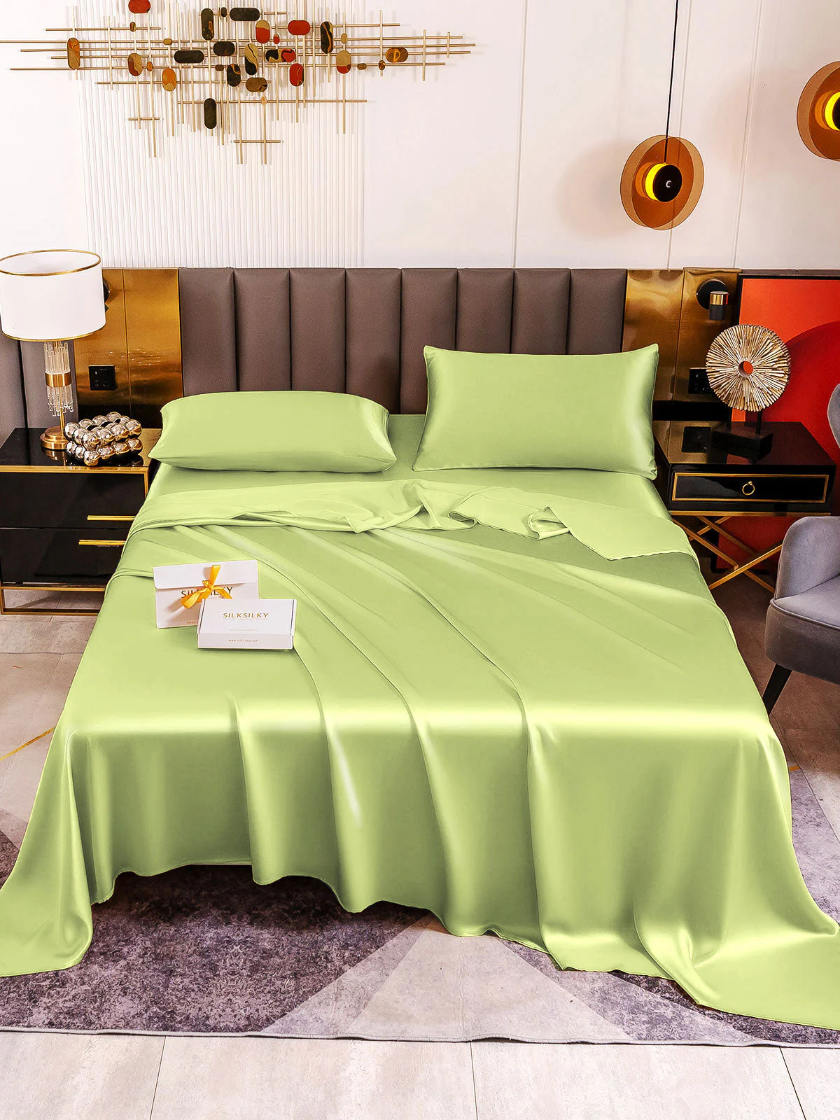 19Momme 4pièces soie 1x drap housse+1xDraps Plat+2x taies d‘oreiller - Image 97