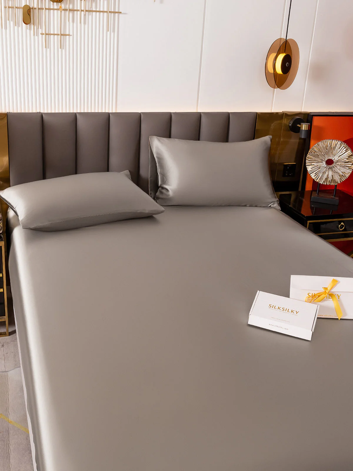 19Momme 3 pièces soie 1x drap housse+2x taies d‘oreiller - Image 95