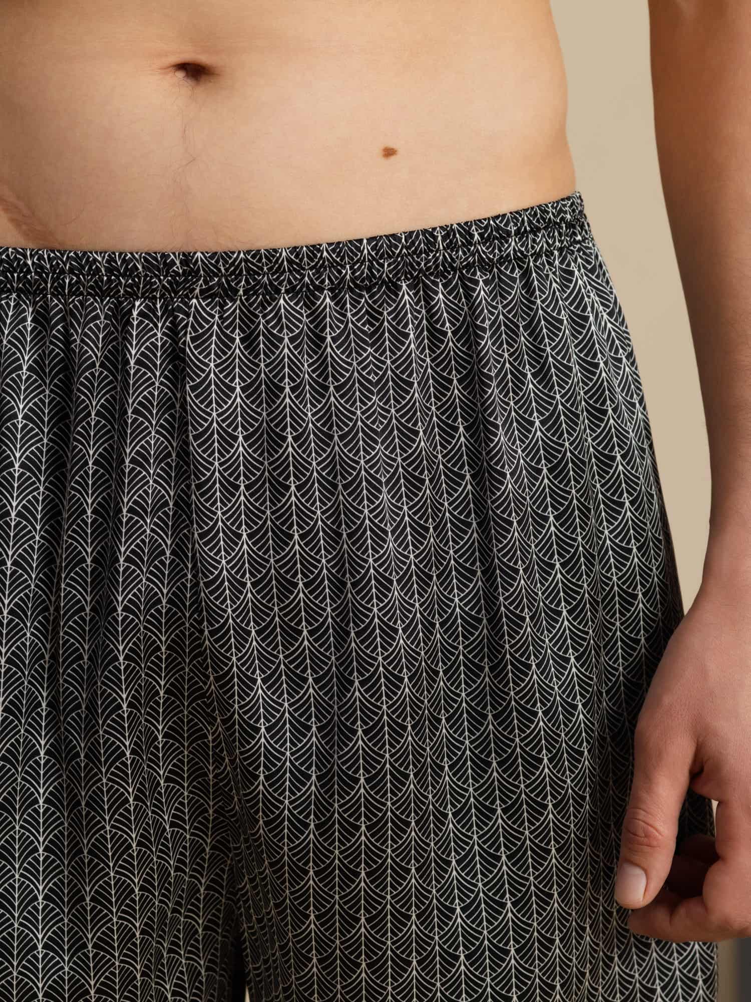 Pure Silk Ginkgo Marine Imprimé Taille Élastique Short De Nuit - Image 12