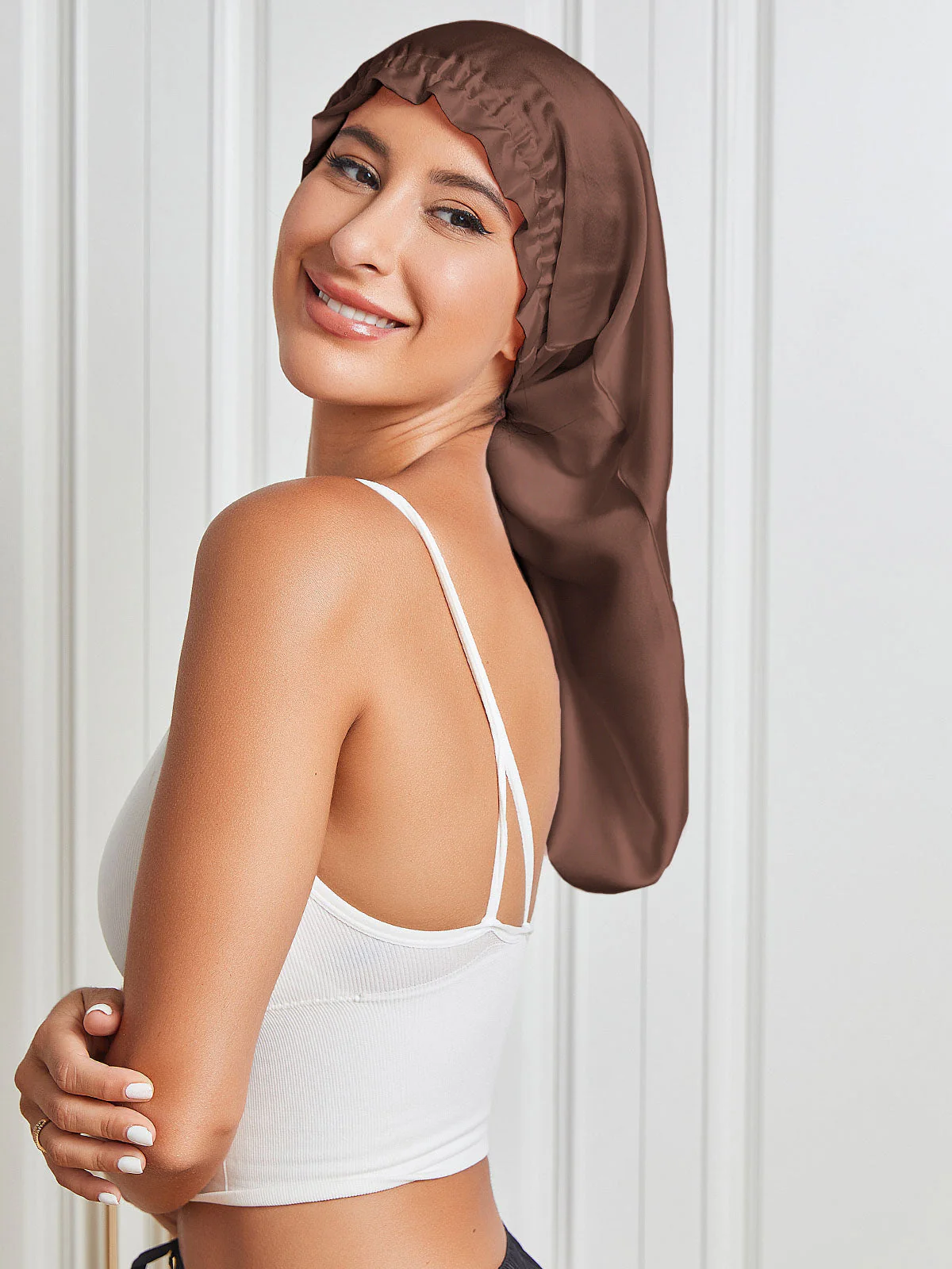 Bonnet Long Élégant En Soie Pure - Image 22