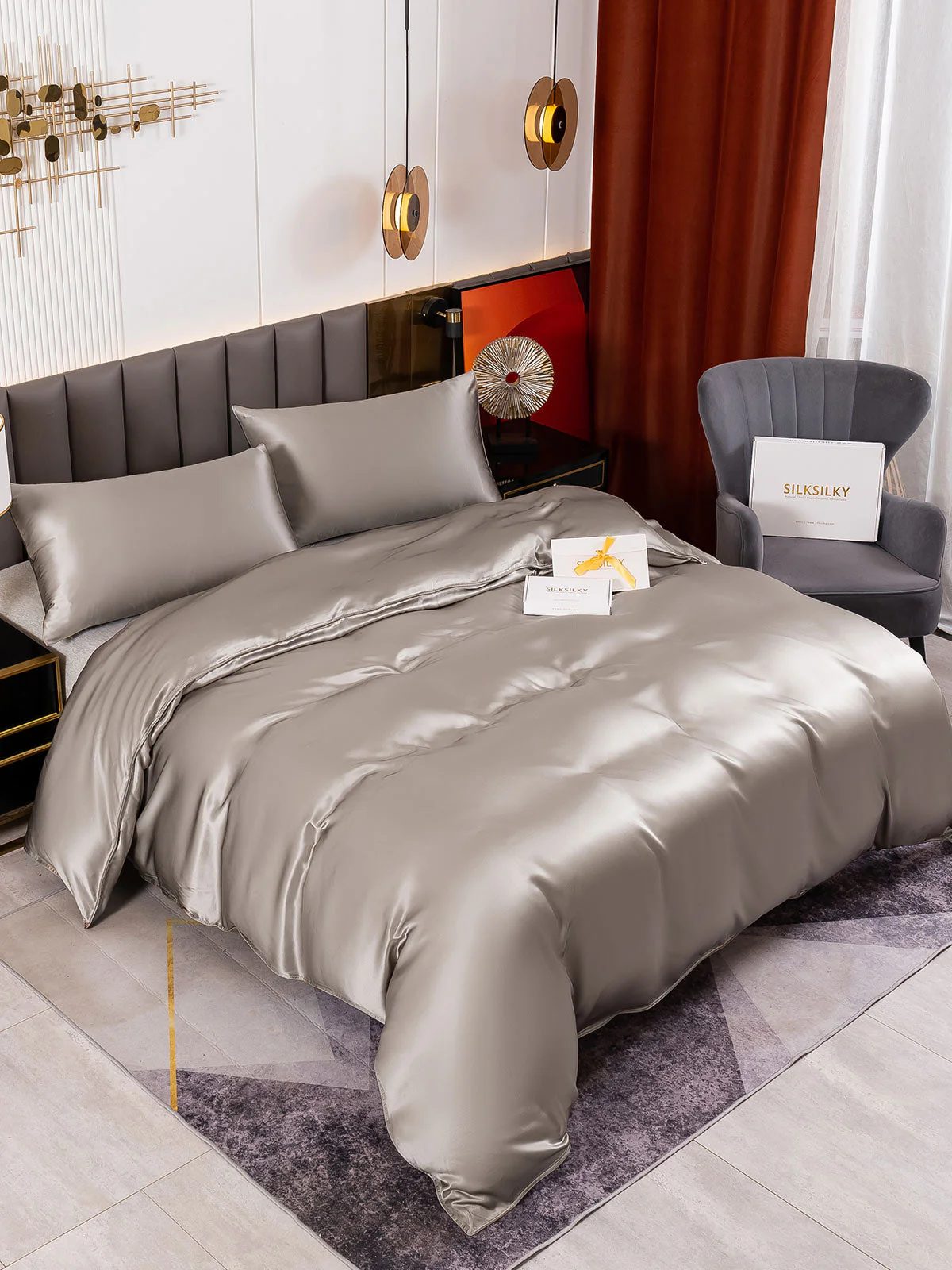 19MM Soie Parure De Lit 3 Pièces 1x Housse de Couette et 2x Taies d‘Oreiller - Image 33