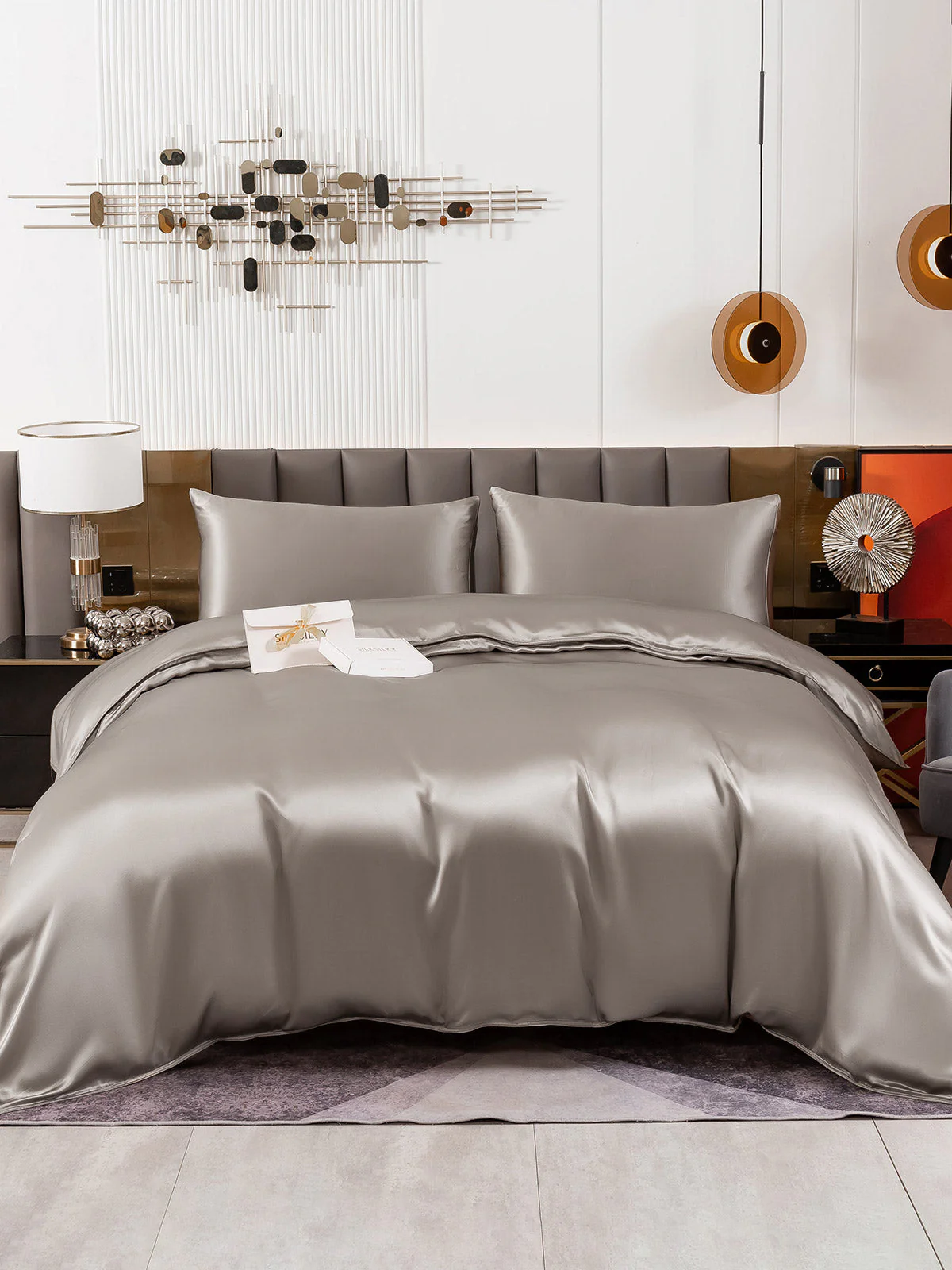 19MM Soie Parure De Lit 3 Pièces 1x Housse de Couette et 2x Taies d‘Oreiller - Image 34