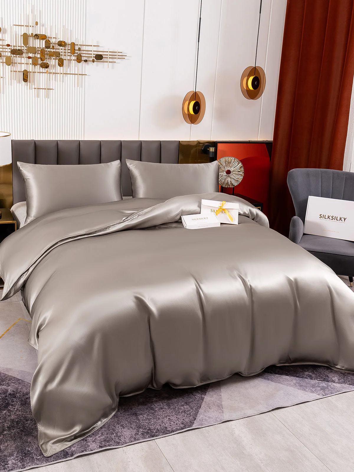 19MM Soie Parure De Lit 3 Pièces 1x Housse de Couette et 2x Taies d‘Oreiller - Image 35