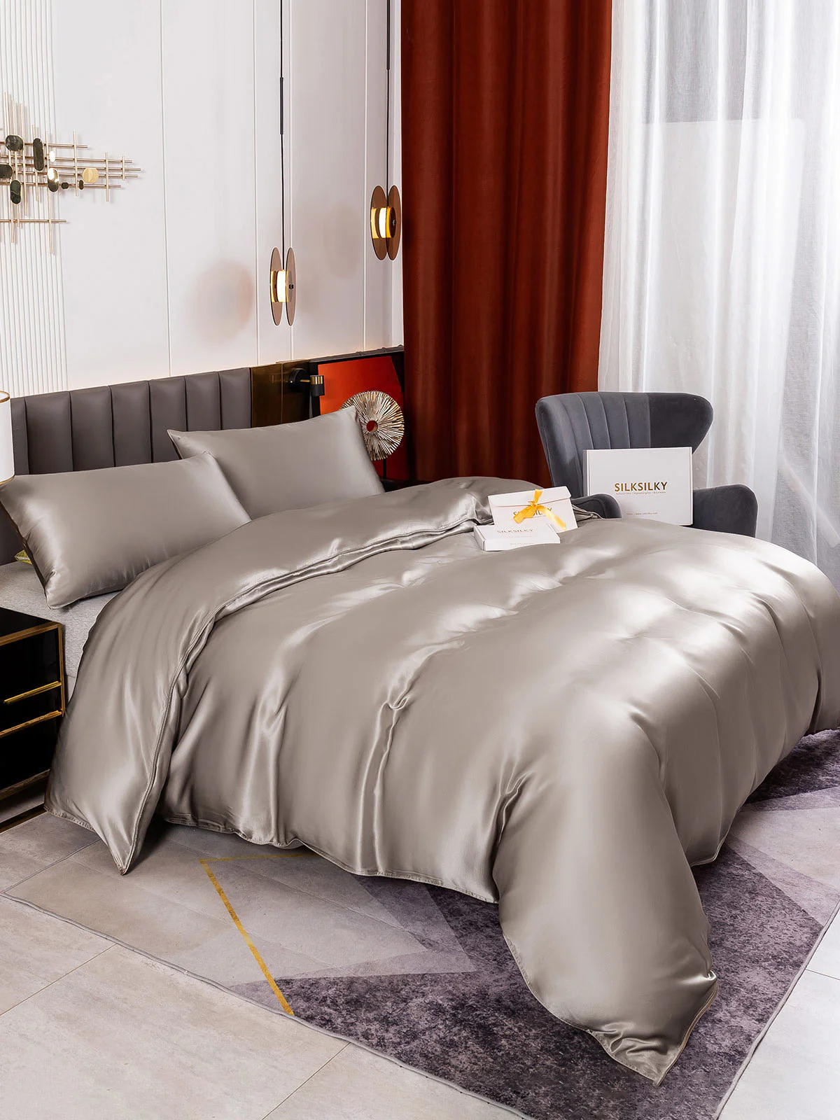 19MM Soie Parure De Lit 3 Pièces 1x Housse de Couette et 2x Taies d‘Oreiller - Image 36