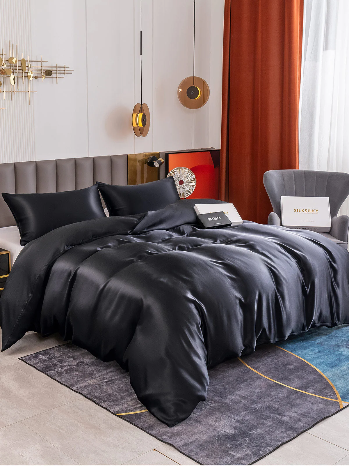 19MM Soie Parure De Lit 3 Pièces 1x Housse de Couette et 2x Taies d‘Oreiller - Image 54