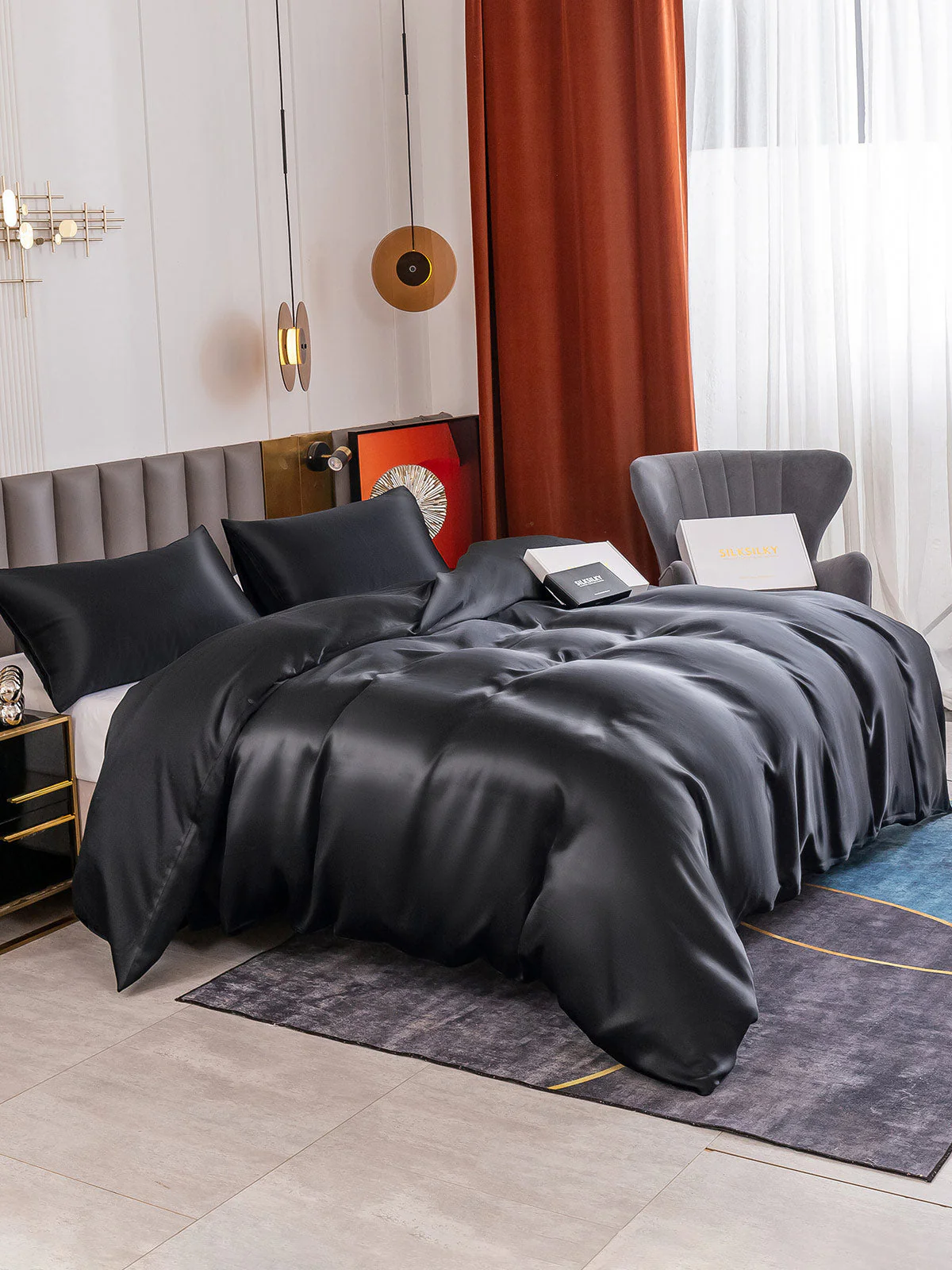 19MM Soie Parure De Lit 3 Pièces 1x Housse de Couette et 2x Taies d‘Oreiller - Image 57