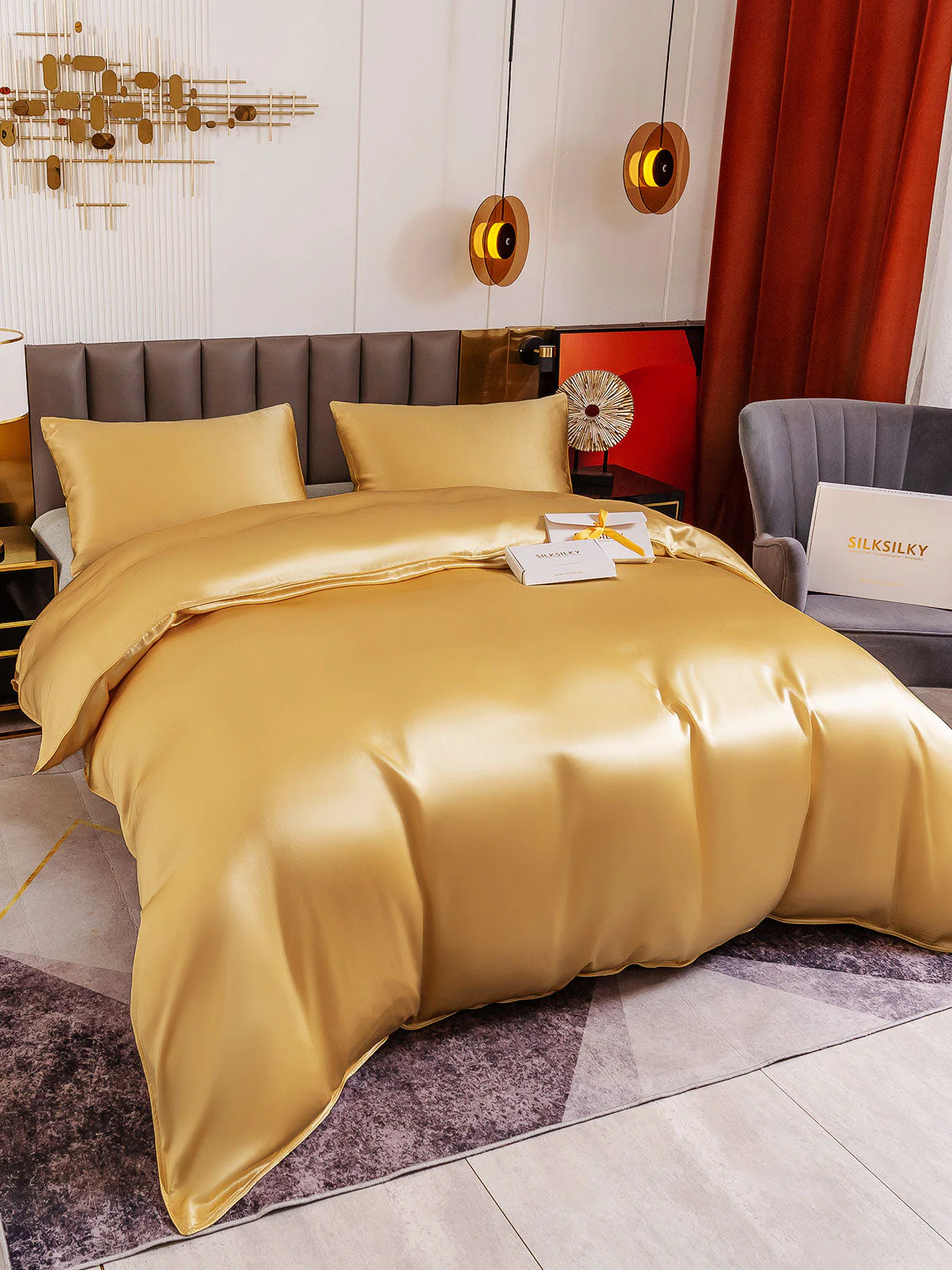 19MM Soie Parure De Lit 3 Pièces 1x Housse de Couette et 2x Taies d‘Oreiller - Image 59