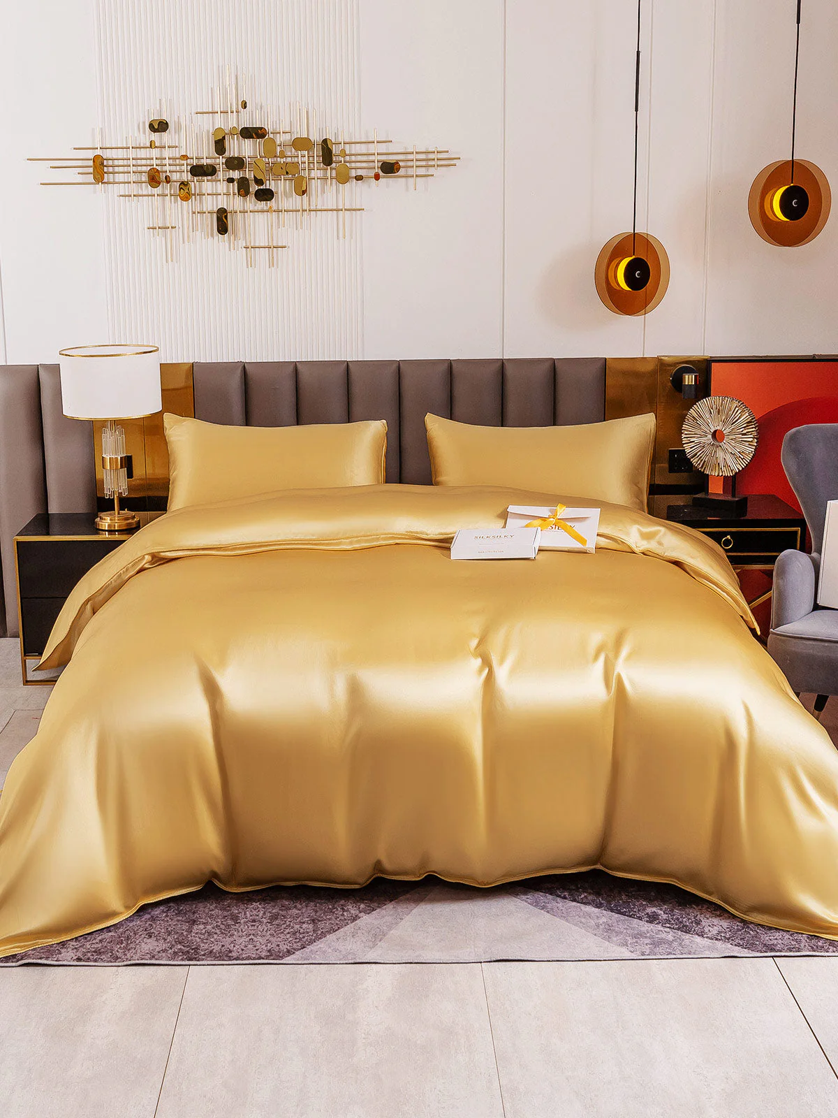 19MM Soie Parure De Lit 3 Pièces 1x Housse de Couette et 2x Taies d‘Oreiller - Image 60