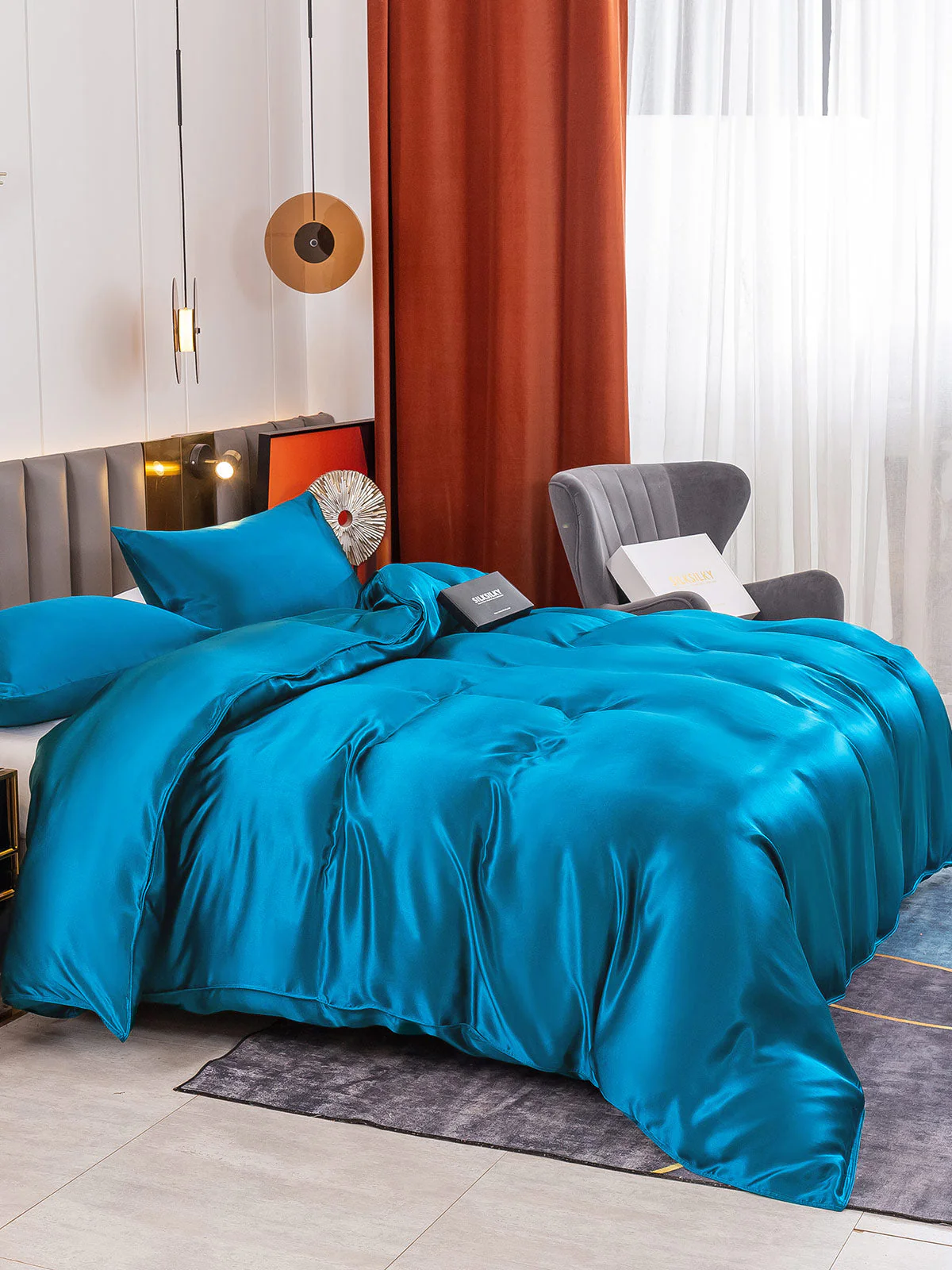 19MM Soie Parure De Lit 3 Pièces 1x Housse de Couette et 2x Taies d‘Oreiller - Image 78