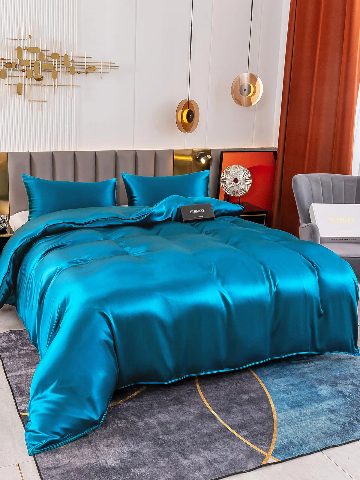 19MM Soie Parure De Lit 3 Pièces 1x Housse de Couette et 2x Taies d‘Oreiller - Image 79