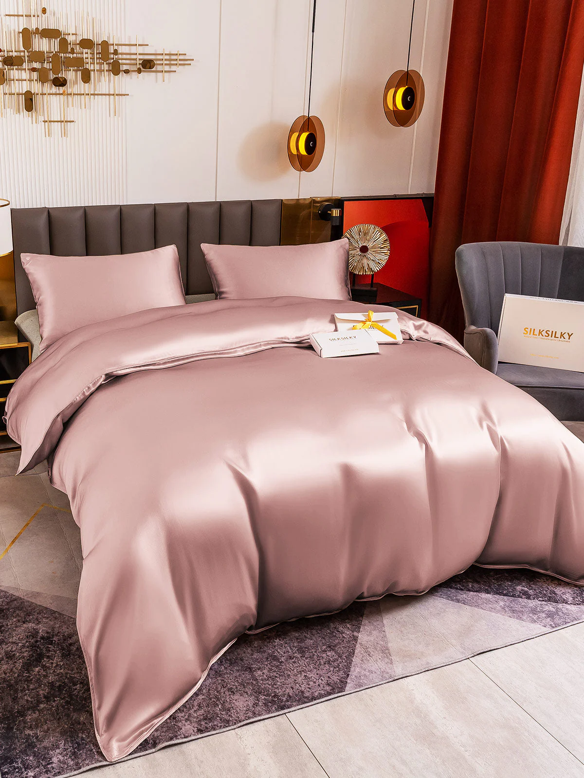 19MM Soie Parure De Lit 3 Pièces 1x Housse de Couette et 2x Taies d‘Oreiller - Image 8