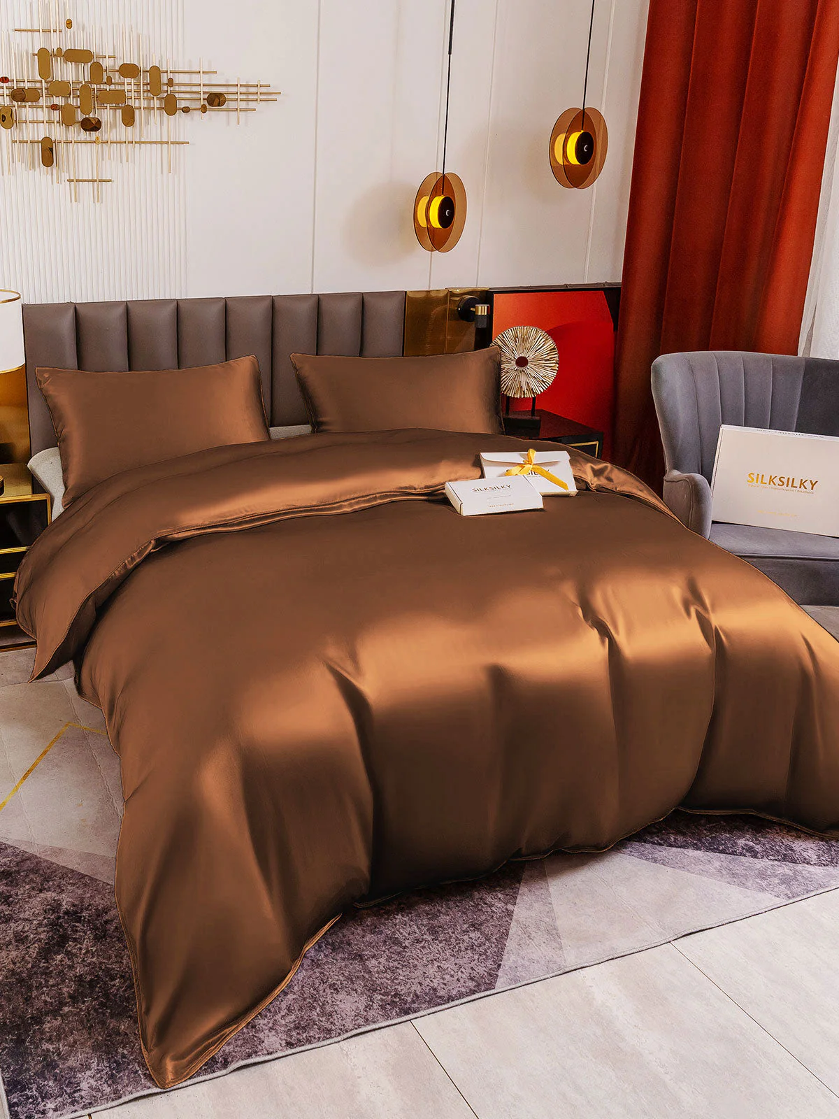 19MM Soie Parure De Lit 3 Pièces 1x Housse de Couette et 2x Taies d‘Oreiller - Image 83