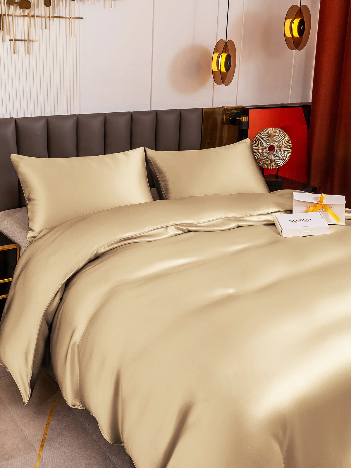 19MM Soie Parure De Lit 3 Pièces 1x Housse de Couette et 2x Taies d‘Oreiller - Image 94