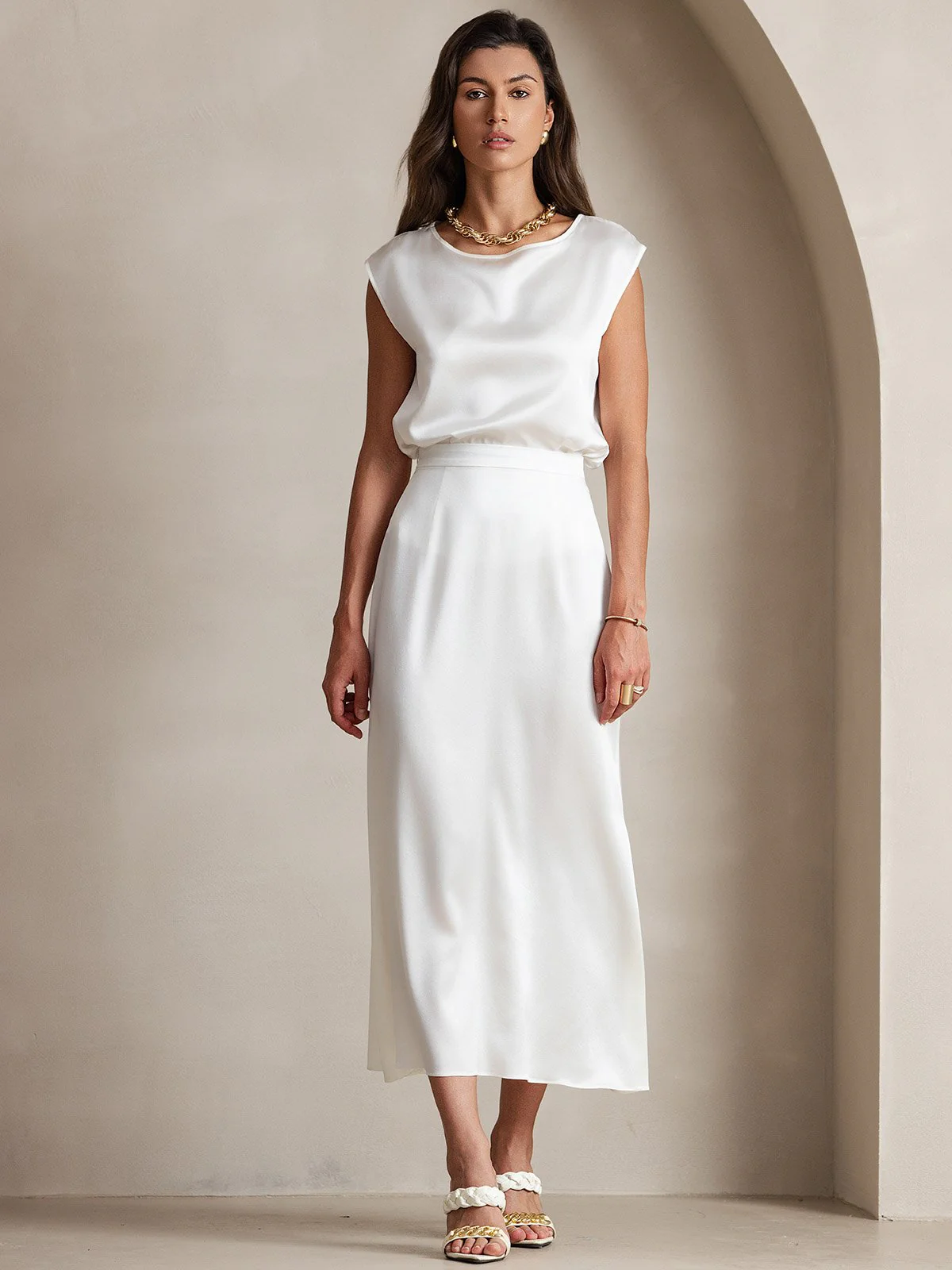 19Momme Jupe Maxi Classique En Soie - Image 13