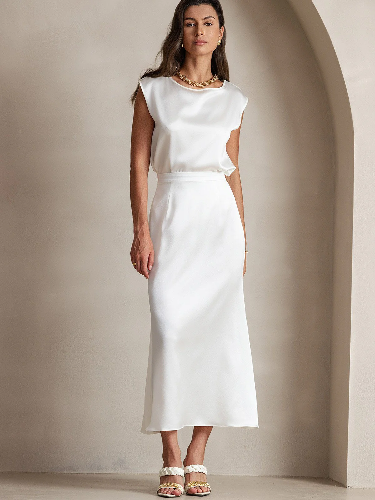 19Momme Jupe Maxi Classique En Soie - Image 14