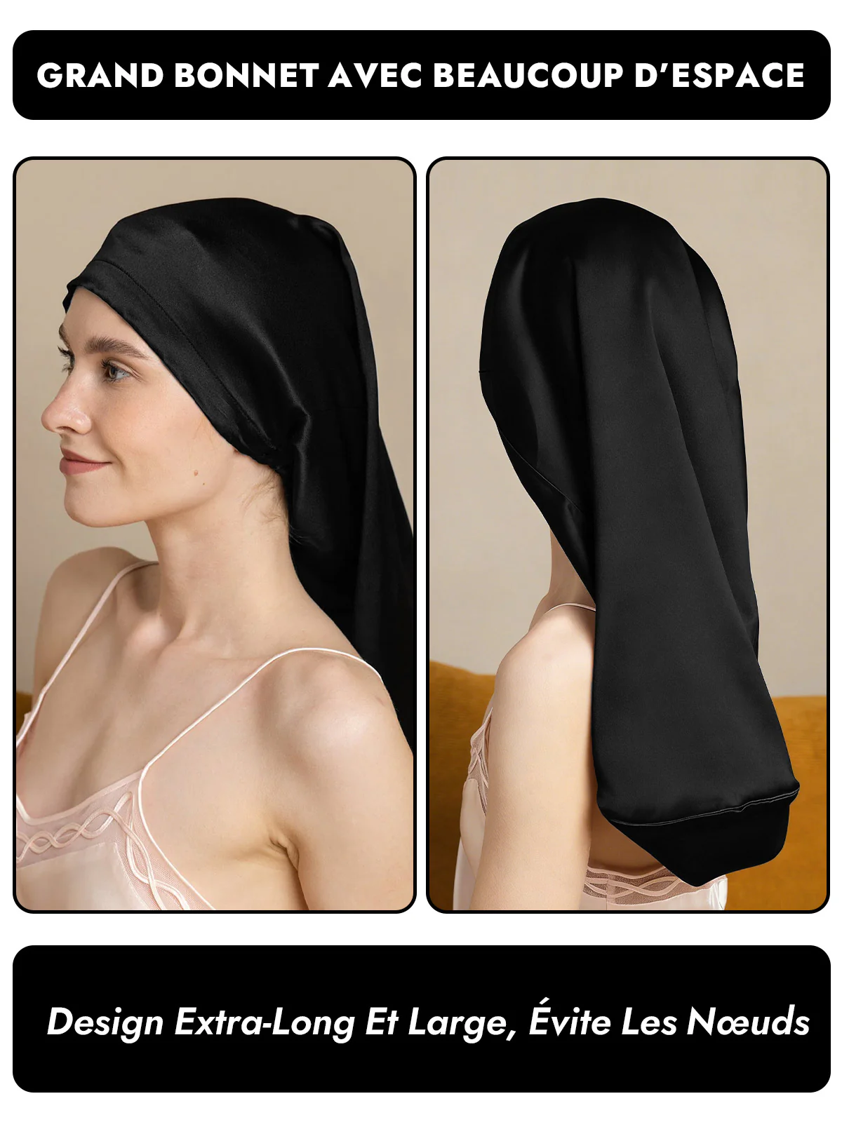 Bonnet Élégant en 100% Soie de Mûrier pour Cheveux Longs - Image 19