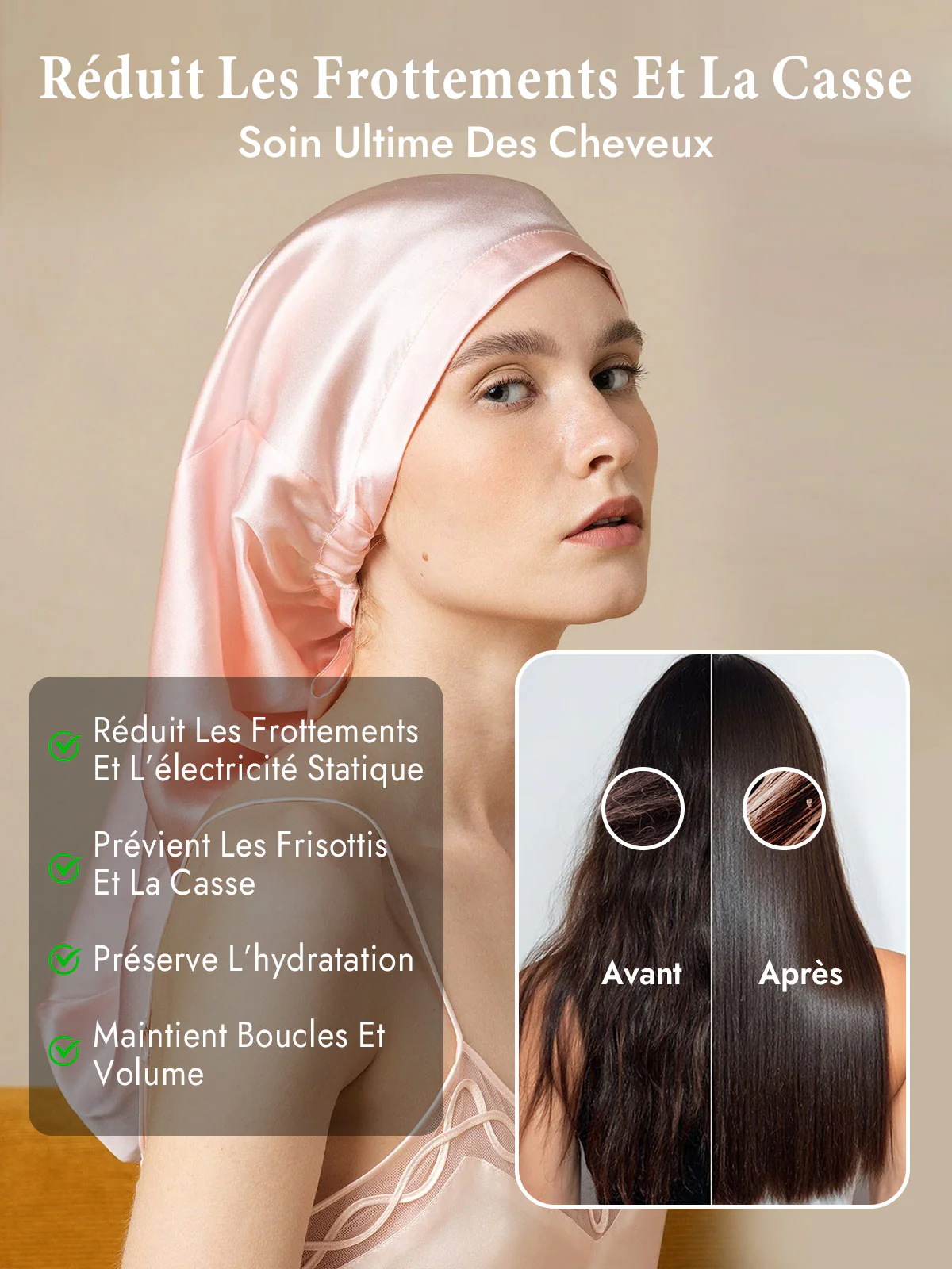 Bonnet Élégant en 100% Soie de Mûrier pour Cheveux Longs - Image 28