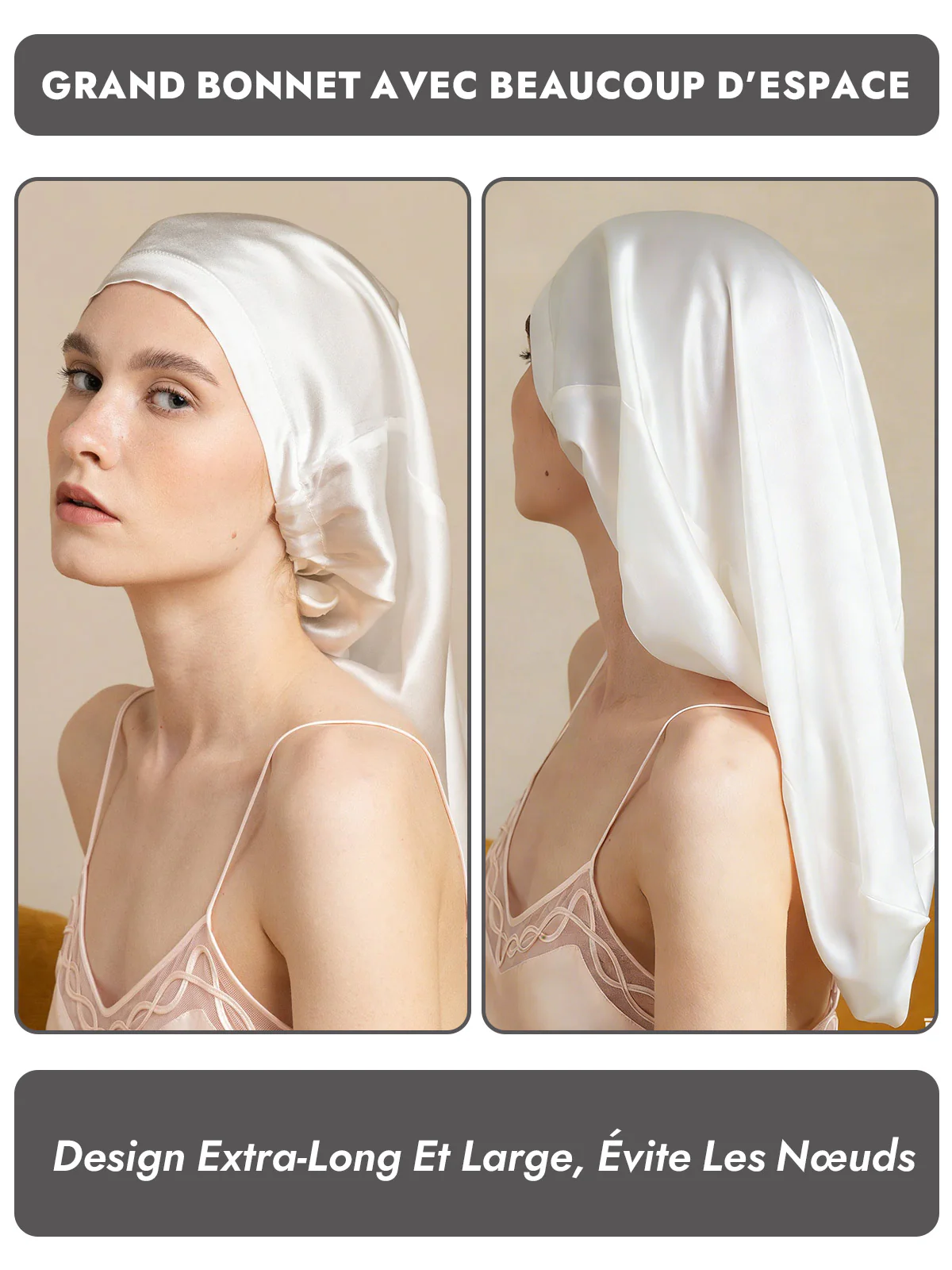 Bonnet Élégant en 100% Soie de Mûrier pour Cheveux Longs - Image 35