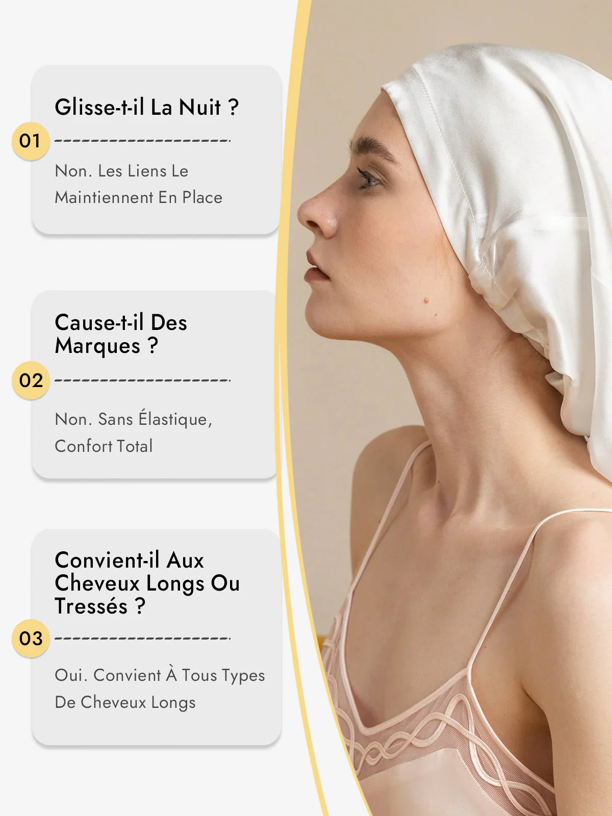 Bonnet Élégant en 100% Soie de Mûrier pour Cheveux Longs - Image 40