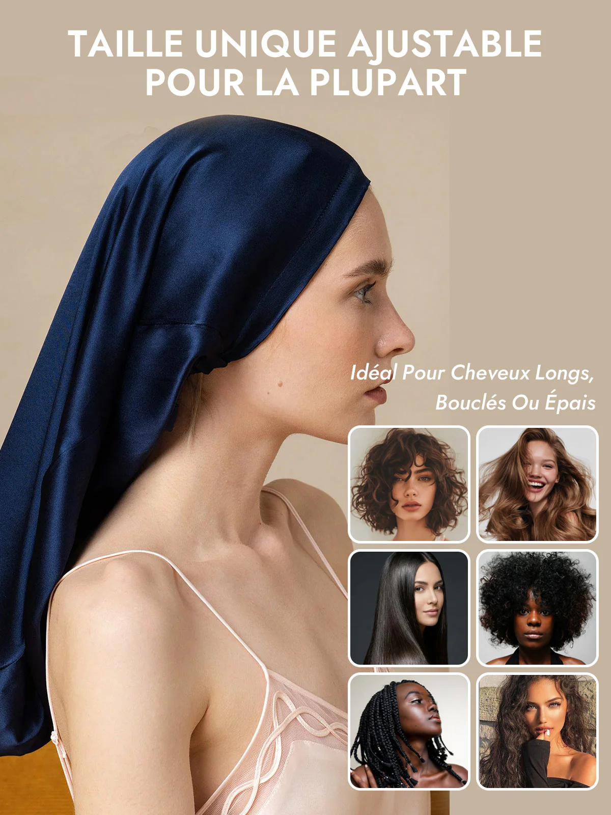 Bonnet Élégant en 100% Soie de Mûrier pour Cheveux Longs - Image 6