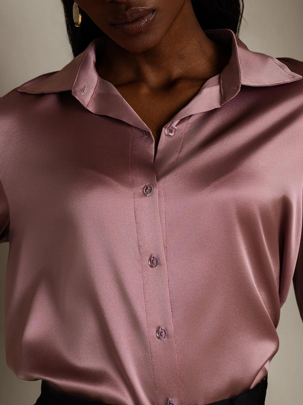 19Momme Soie longues Manches Col Chemise - Image 15