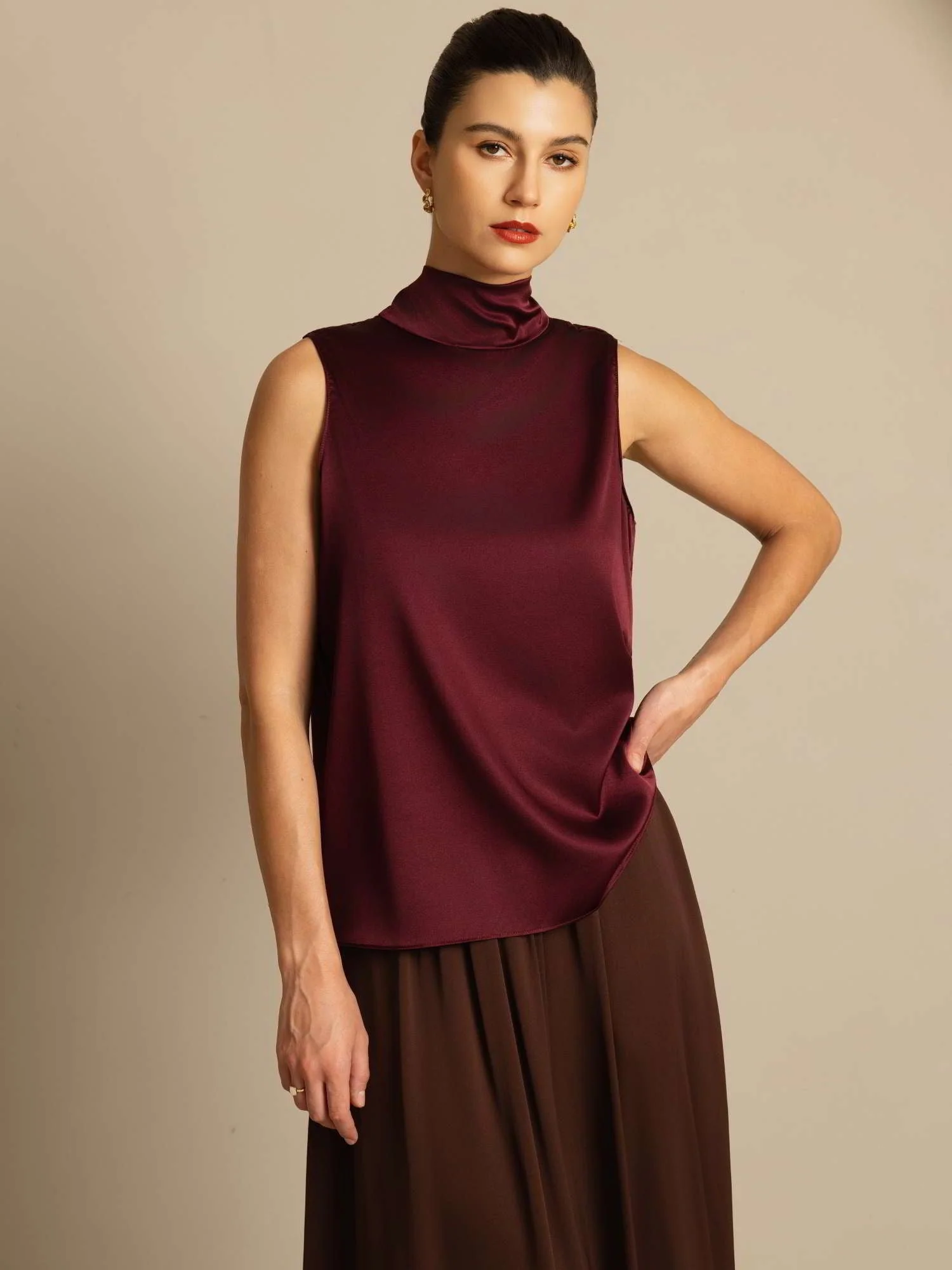 19Momme Soie Nouer Col Chemise
