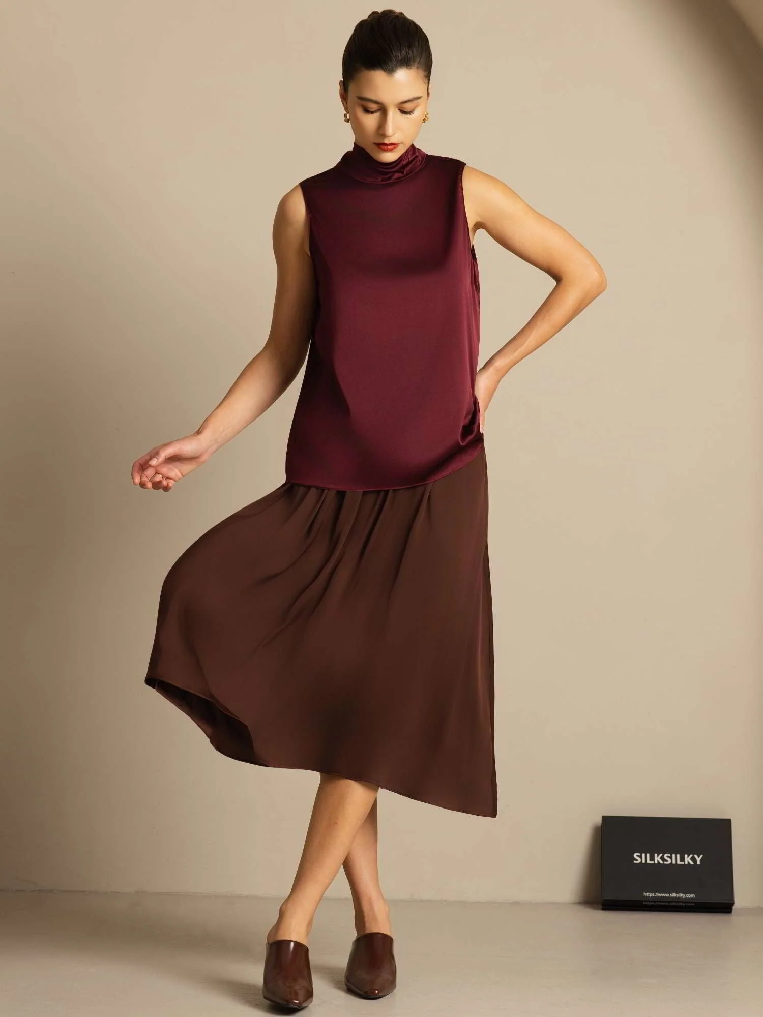 19Momme Soie Nouer Col Chemise - Image 10
