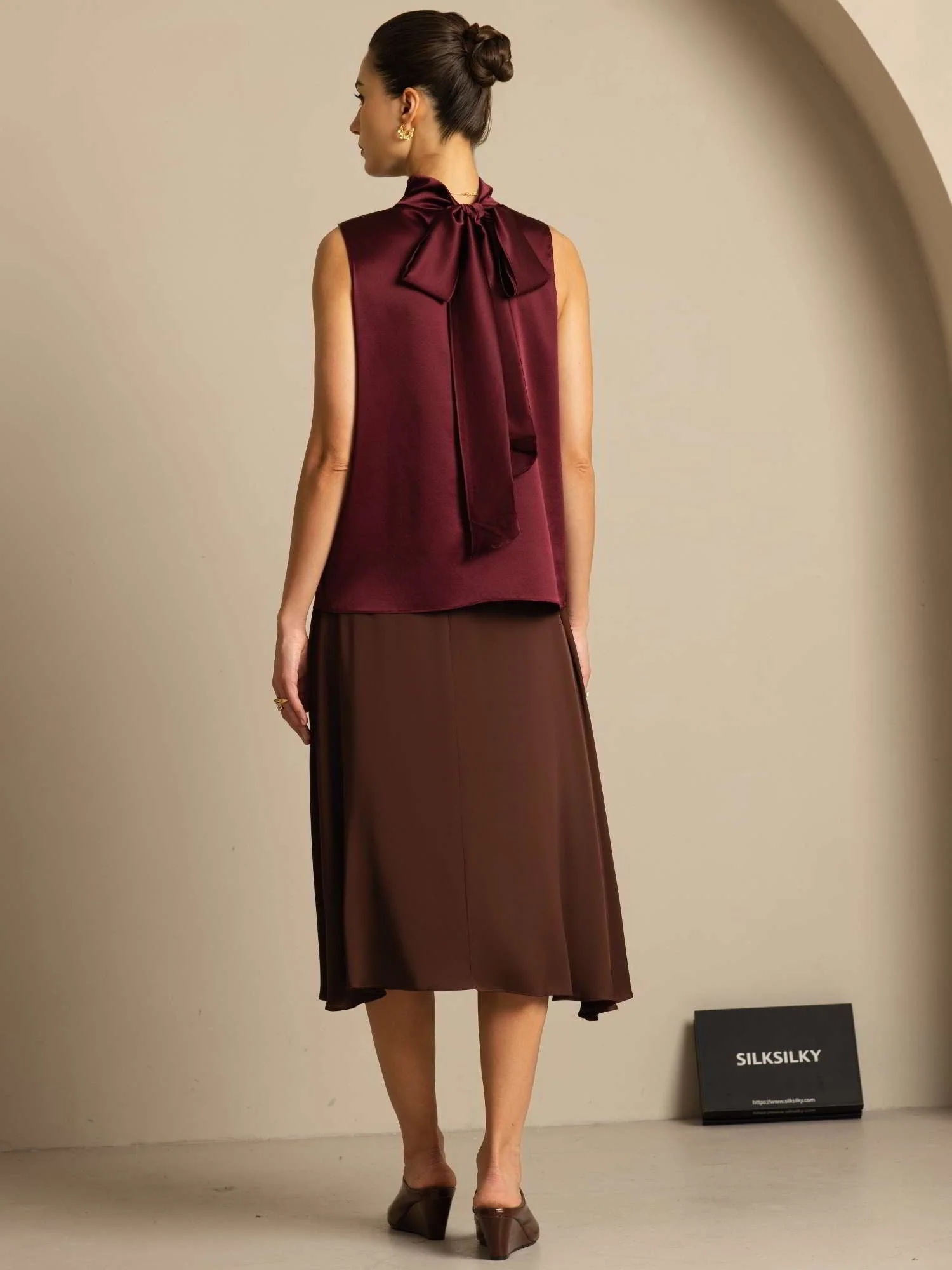 19Momme Soie Nouer Col Chemise - Image 11