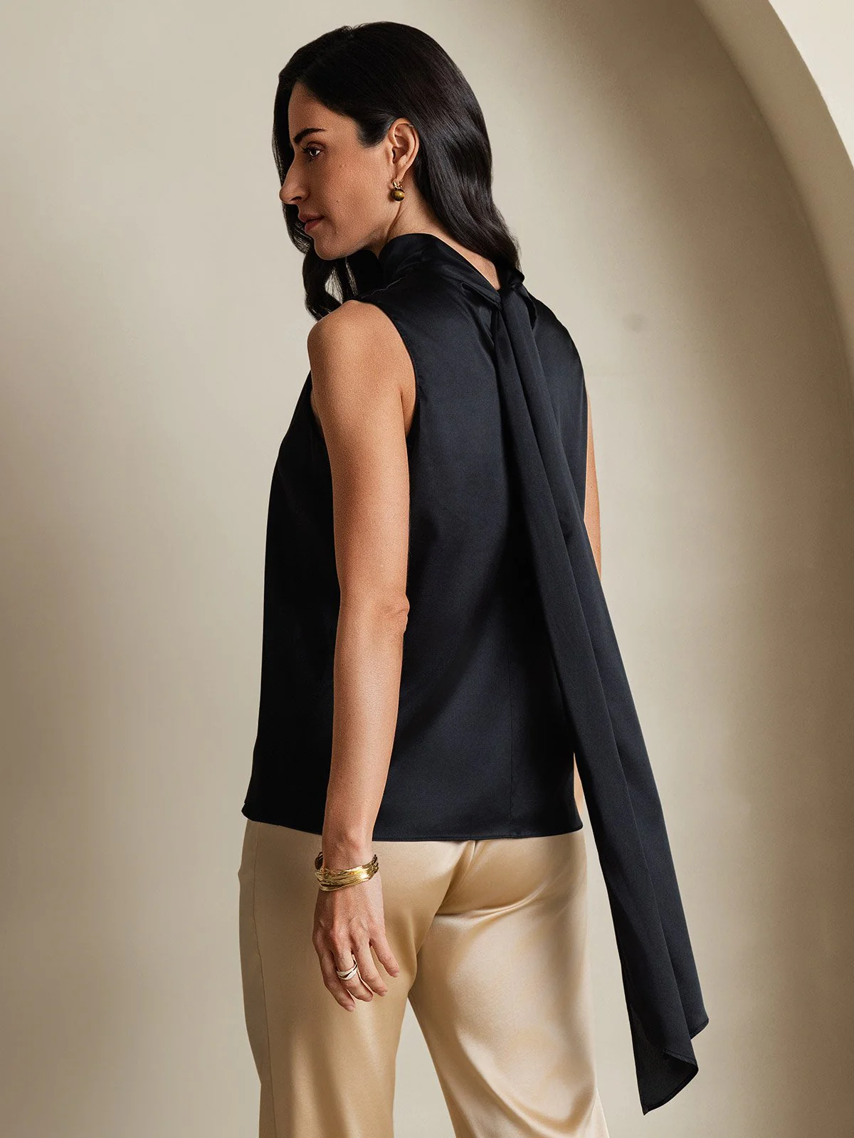 19Momme Soie Nouer Col Chemise - Image 13